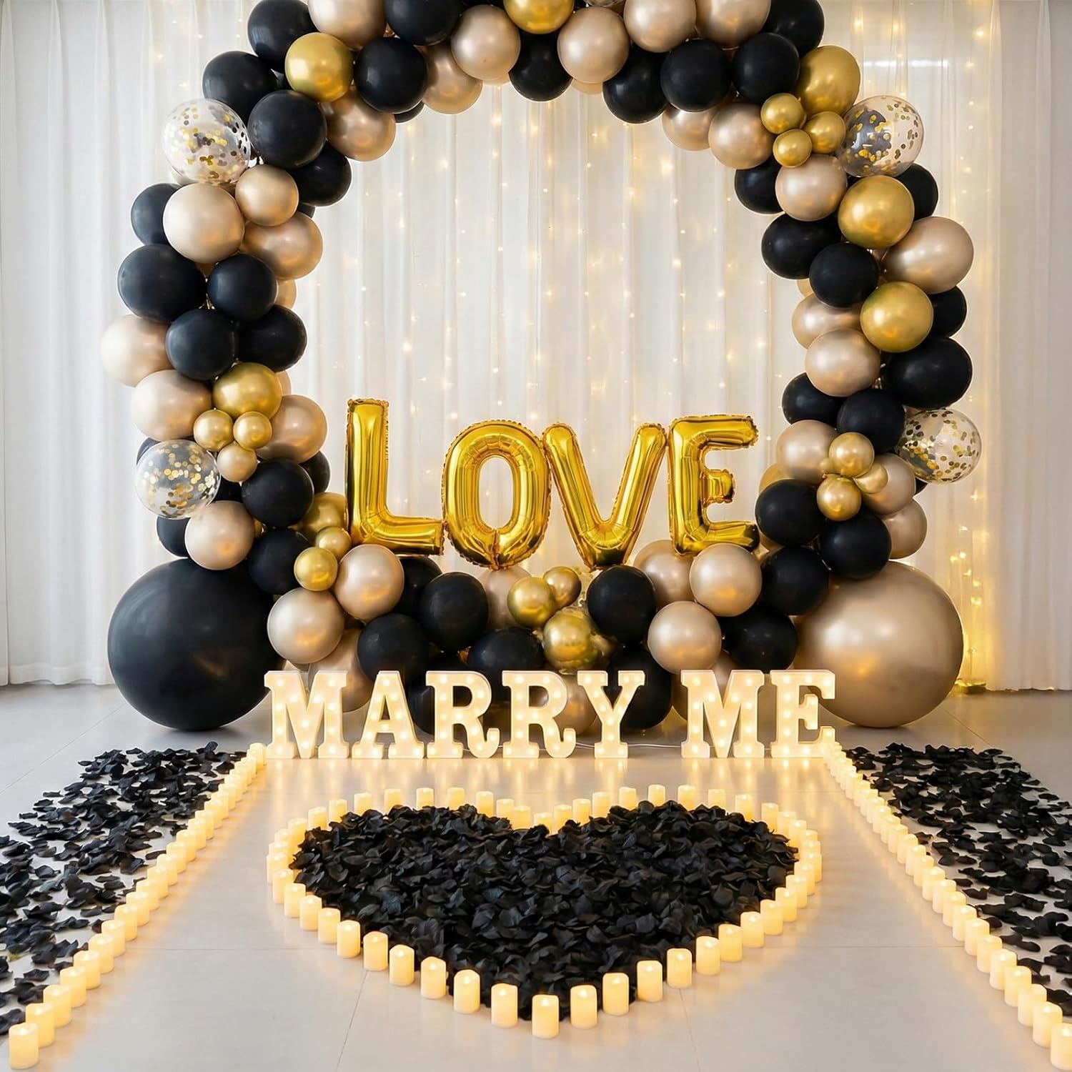1500Pcs Black Rose Petals - Artificial Faux Flowers Fake Rose Petals for Wedding Proposal Engagement Romantic Night Anniversary Valentine's Galentine's Day Decoration Home Room Party Decor - Image 4