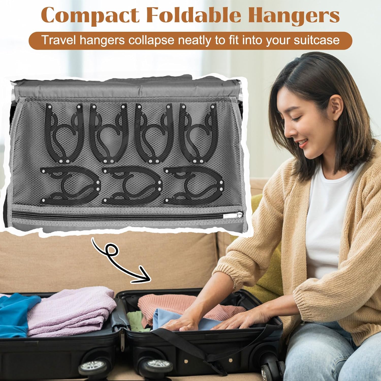12 Pcs Portable Travel Hangers for Cruise Ship Essentials 2026, Plastic Folding Foldable Hangers Clothes Drying Rack Travel Accessories for Suitcase, RV, Camping, Flying, Hotel, Road Trip (Black) - Image 4