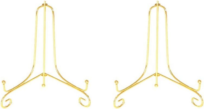 Plate Stands for Display 4 Inch - Decorative Plate Holder - Gold Metal Picture Stand for Table - Small Easels for Display Card, Photo, Mini Sign, and PSA Slab - Ideal for Party and Wedding - 2 Pack - Image 1