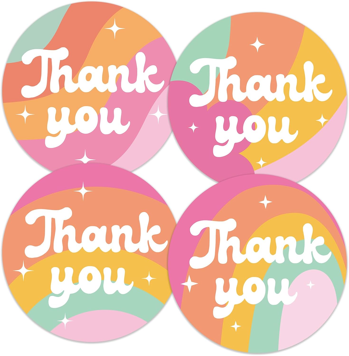 Thank You Stickers - Rainbow Star Thank You Stickers for Small Business 480Pcs 1.5In Thank You Sticker for Packaging Self Adhesive Thank You Party Favor Seal Label Sticker for Card(4 Design) - Image 1