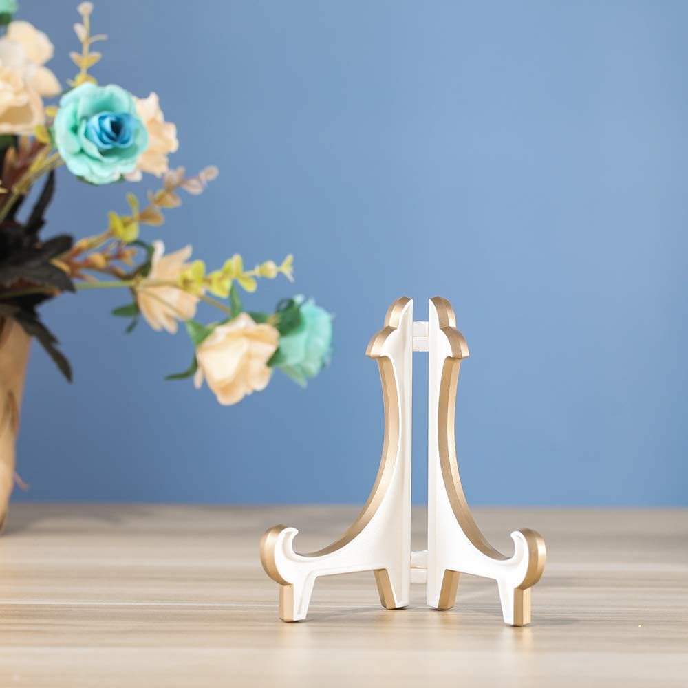 2 Pack 5inch White Gold Thicken Acrylic Easels Display Stand Plate Stand Holder display Pictures Frame ,Decorative Plates, and Artworks - Image 3