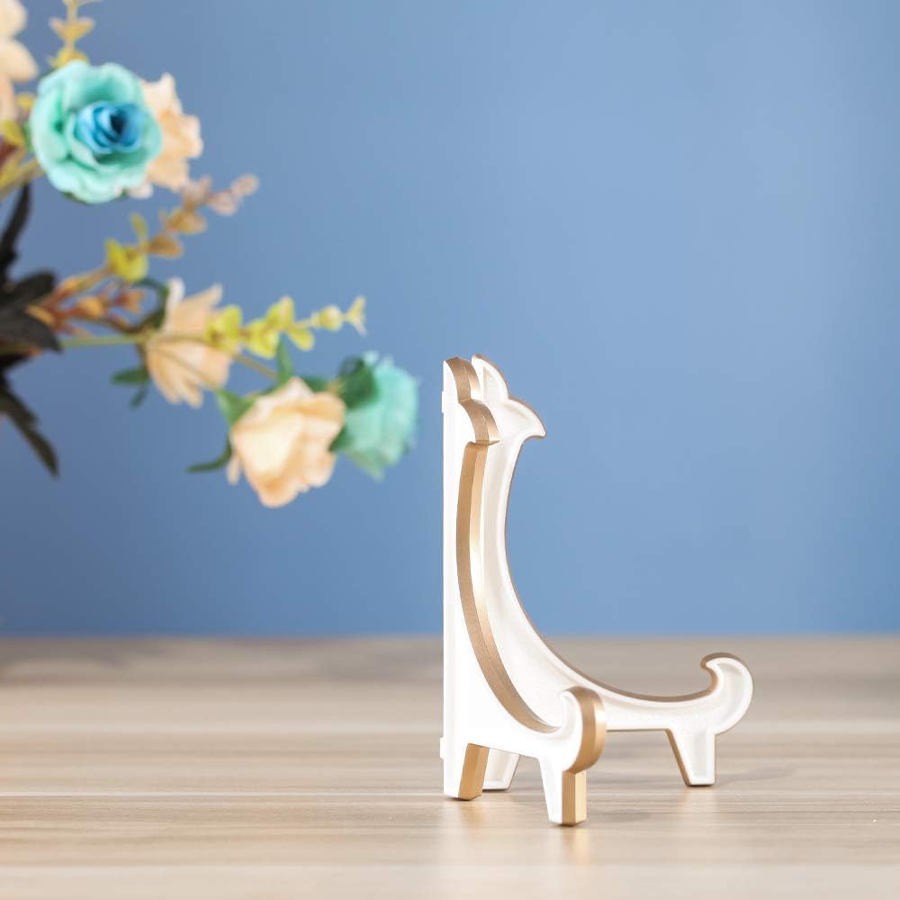 2 Pack 5inch White Gold Thicken Acrylic Easels Display Stand Plate Stand Holder display Pictures Frame ,Decorative Plates, and Artworks - Image 4