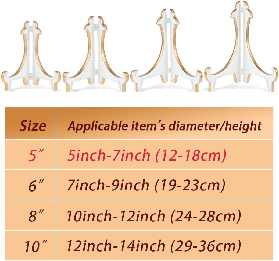 2 Pack 5inch White Gold Thicken Acrylic Easels Display Stand Plate Stand Holder display Pictures Frame ,Decorative Plates, and Artworks - Image 7