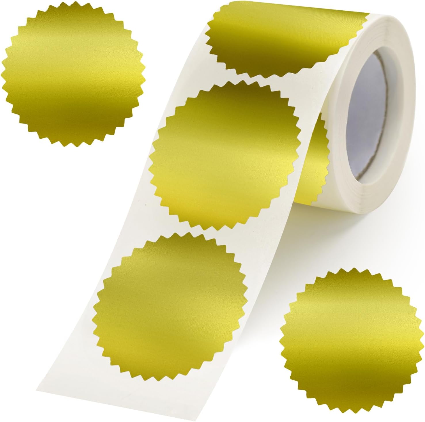 Embossing Stickers 300Pcs 2'' Gold Foil Seals Stickers for Certificates Self Adhesive Envelope Seal Label Sticker with Serrated Edge Blank Embosser Stamp Sticker for Book Invitation Notary Seal - Image 1
