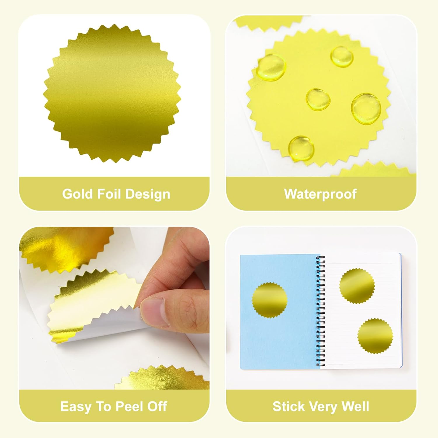Embossing Stickers 300Pcs 2'' Gold Foil Seals Stickers for Certificates Self Adhesive Envelope Seal Label Sticker with Serrated Edge Blank Embosser Stamp Sticker for Book Invitation Notary Seal - Image 3