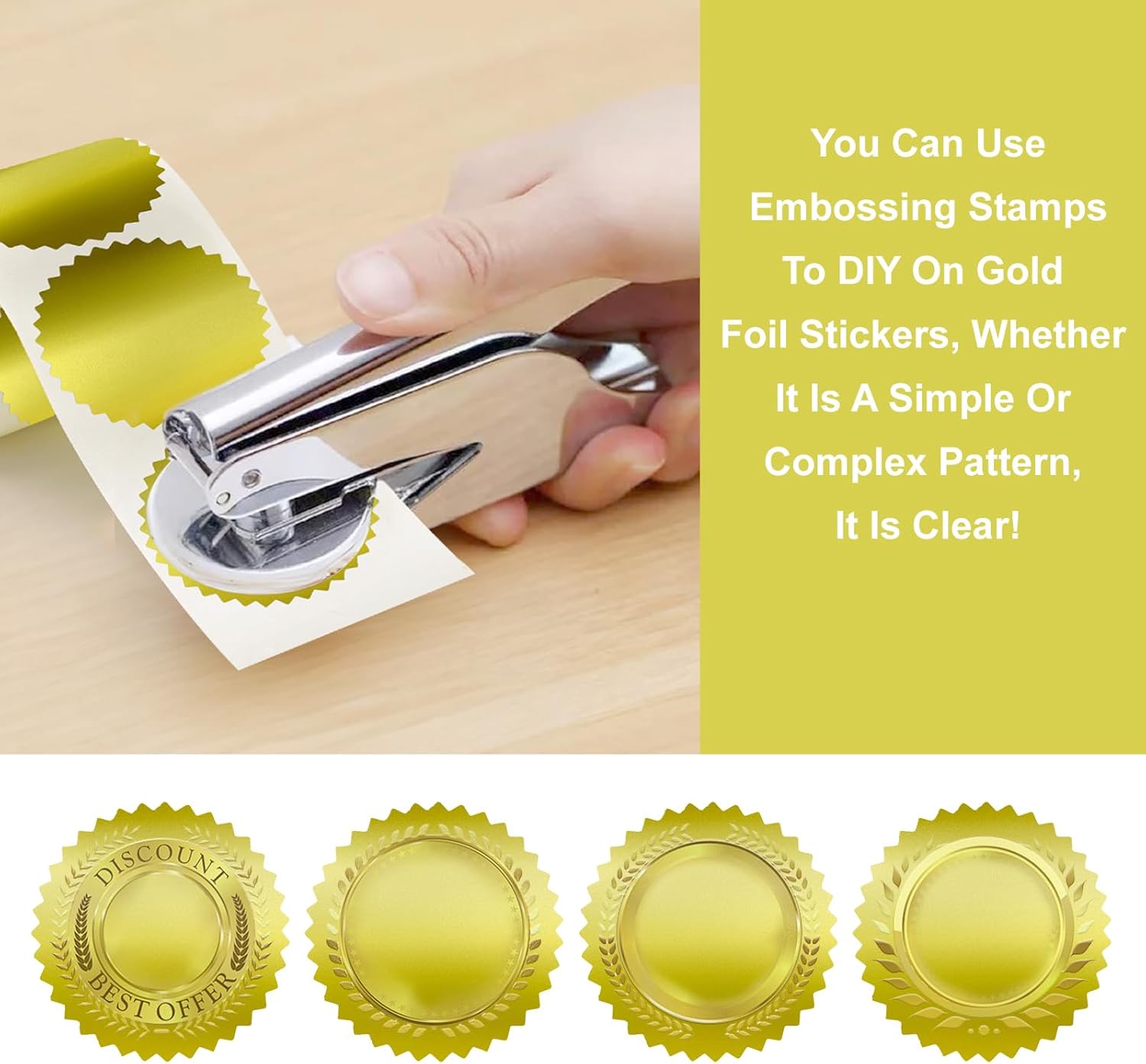 Embossing Stickers 300Pcs 2'' Gold Foil Seals Stickers for Certificates Self Adhesive Envelope Seal Label Sticker with Serrated Edge Blank Embosser Stamp Sticker for Book Invitation Notary Seal - Image 4