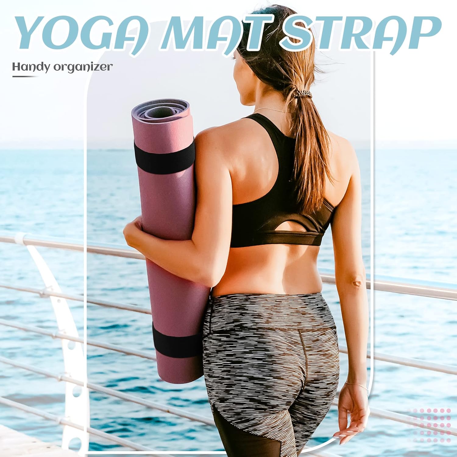 4 Pcs Nylon Yoga Mat Strap Stretchable Holder Straps Heavy Duty Bungee Straps Band Adjustable Carrying Strap for Exercise Workout Pilates Yoga Mat Storage Gym, Black - Image 6