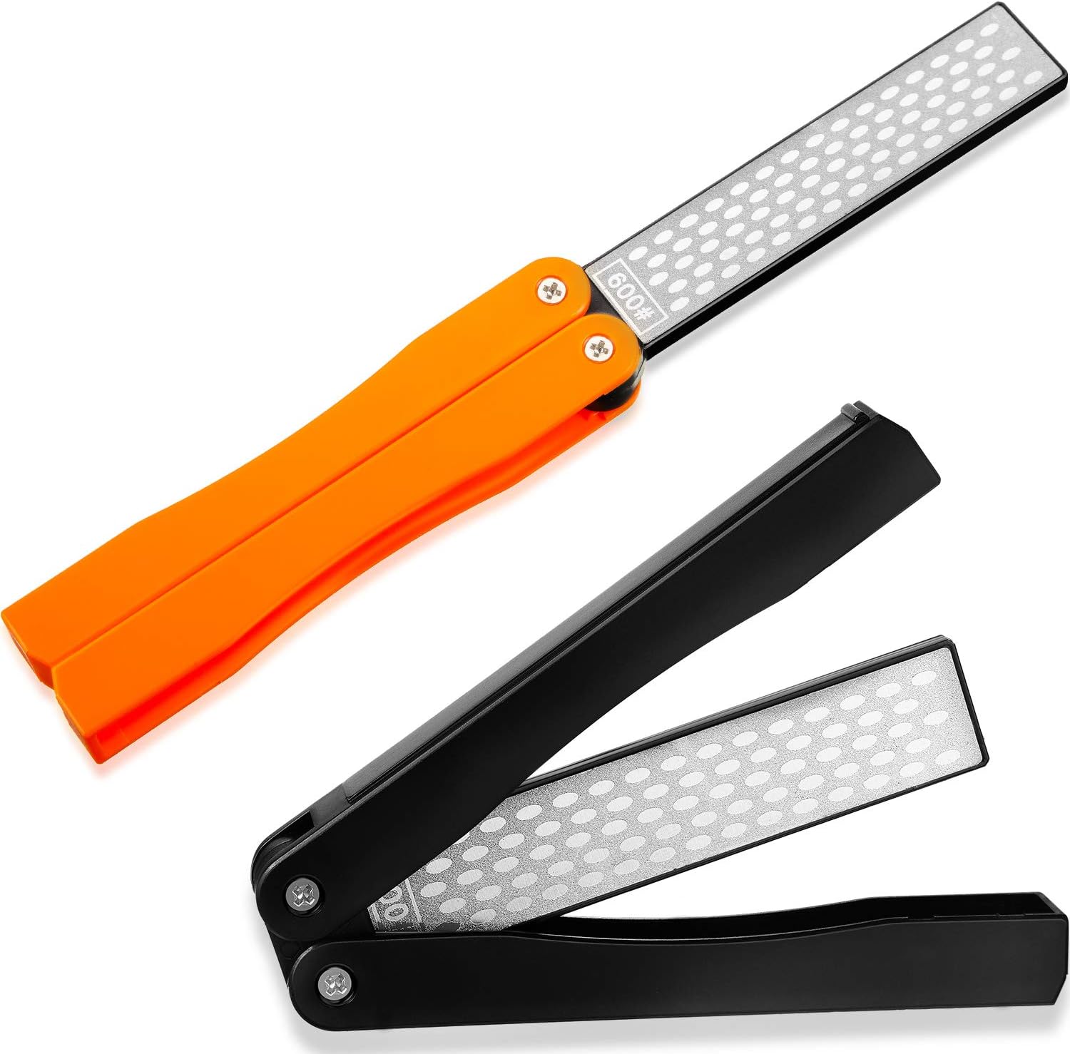 2 Pack Garden Tool Sharpener, Folding Pocket Diamond Knife Sharpener 400/600 Grit Double-Sided Scissor, Pruners, Loppers or Blade Sharpening Stone for Garden Outdoor Camping Kitchen - Image 1