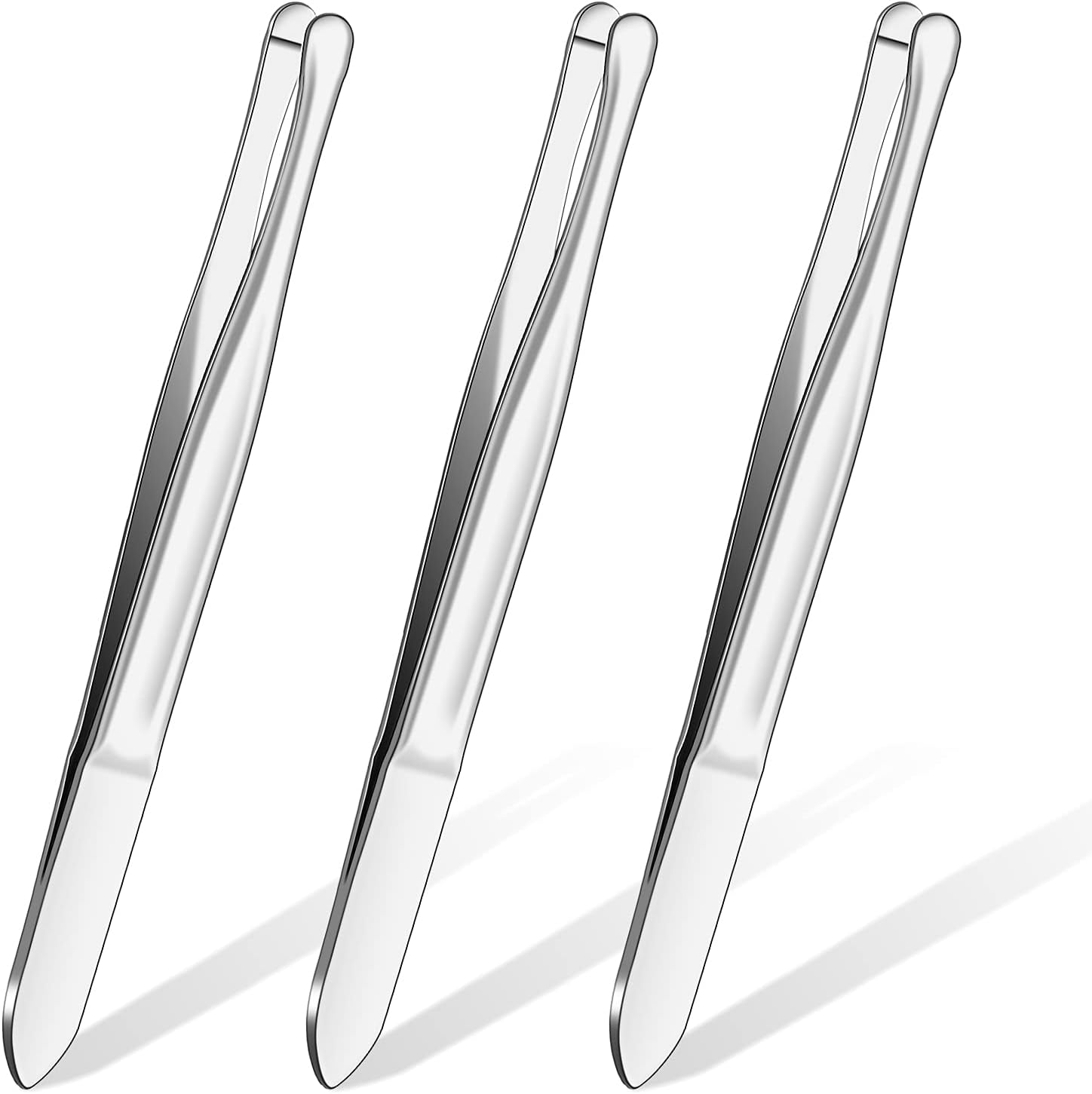 3 Pieces Stainless Steel Round Tip Blunt Tip Tweezers Eyebrow Hair Removal Tweezers for Women Makeup Cosmetic Tool Blunt Tips Tool - Image 1