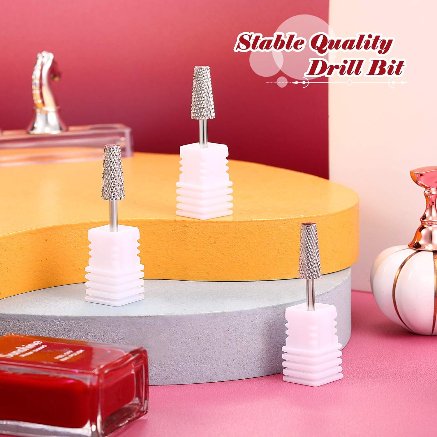 3 Pieces Tapered Barrel Carbide Nail Drill Bit, 3 Sizes Carbide Nail Drill Bit Acrylic File Cuticle, Art Tools for Gel Manicure Pedicure(XF, F, M,Silver) - Image 6
