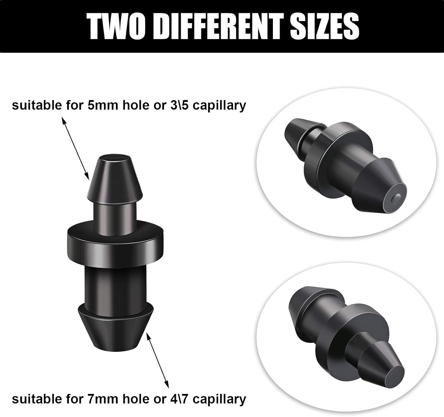 Drip Irrigation Plugs 1/4 Inch Tube Closure Goof Hole Plugs Irrigation Stopper for Home Garden Lawn Supplies, Black(150 Pieces) - Image 3