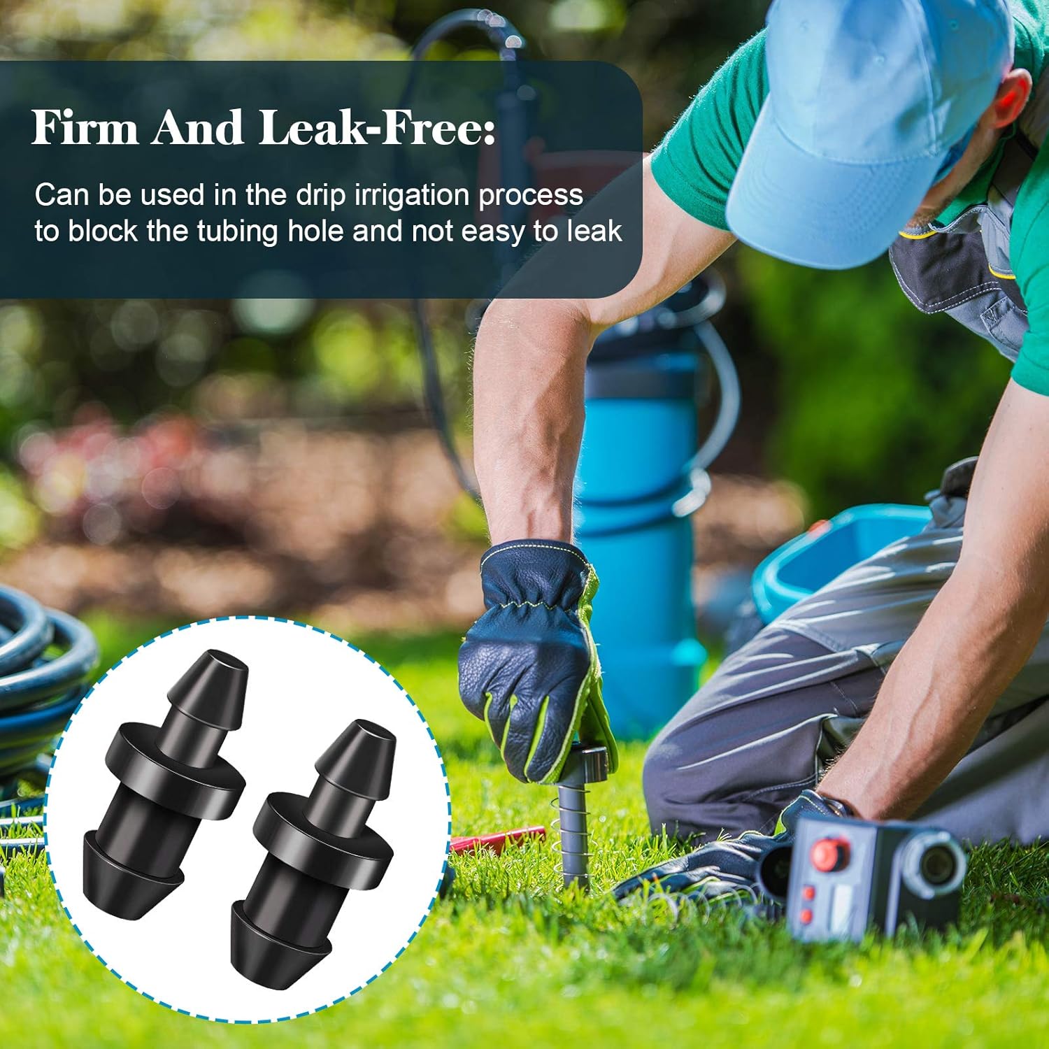 Drip Irrigation Plugs 1/4 Inch Tube Closure Goof Hole Plugs Irrigation Stopper for Home Garden Lawn Supplies, Black(150 Pieces) - Image 6