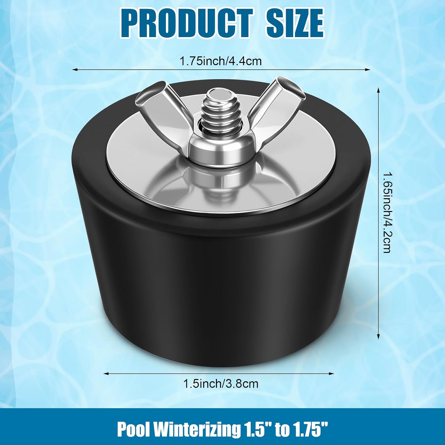 2 Pcs 1.5 to 1.75 Inch Pool Winterizing Plugs PVC/Steel Pipe Plugs Rubber Hole Stoppers for Swimming Pool Return Skimmer Winter Expansion with SS Screw Stainless Steel Bolt Heavy Duty Rubber - Image 2