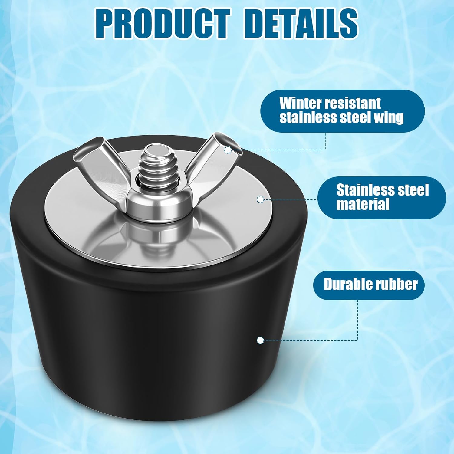 2 Pcs 1.5 to 1.75 Inch Pool Winterizing Plugs PVC/Steel Pipe Plugs Rubber Hole Stoppers for Swimming Pool Return Skimmer Winter Expansion with SS Screw Stainless Steel Bolt Heavy Duty Rubber - Image 3