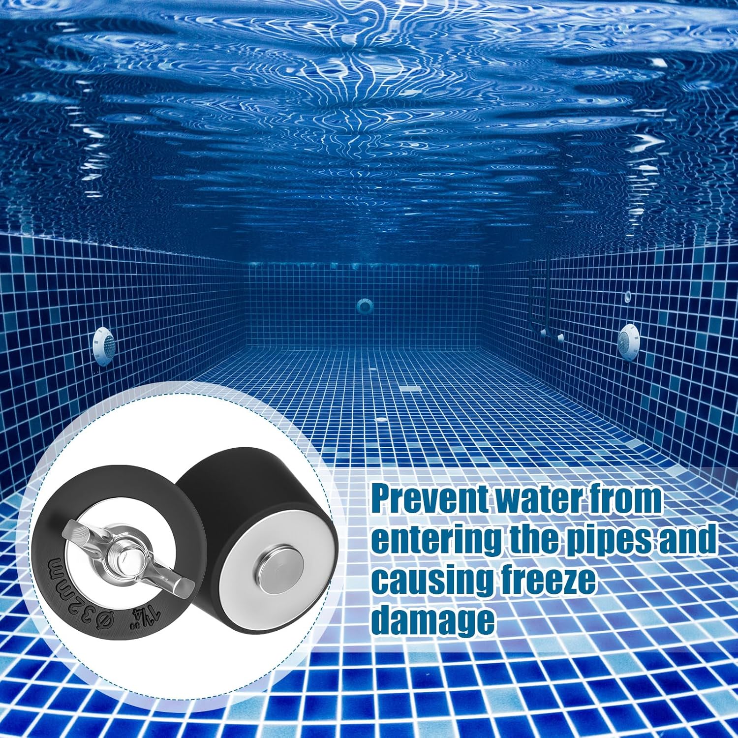 2 Pcs 1.5 to 1.75 Inch Pool Winterizing Plugs PVC/Steel Pipe Plugs Rubber Hole Stoppers for Swimming Pool Return Skimmer Winter Expansion with SS Screw Stainless Steel Bolt Heavy Duty Rubber - Image 5