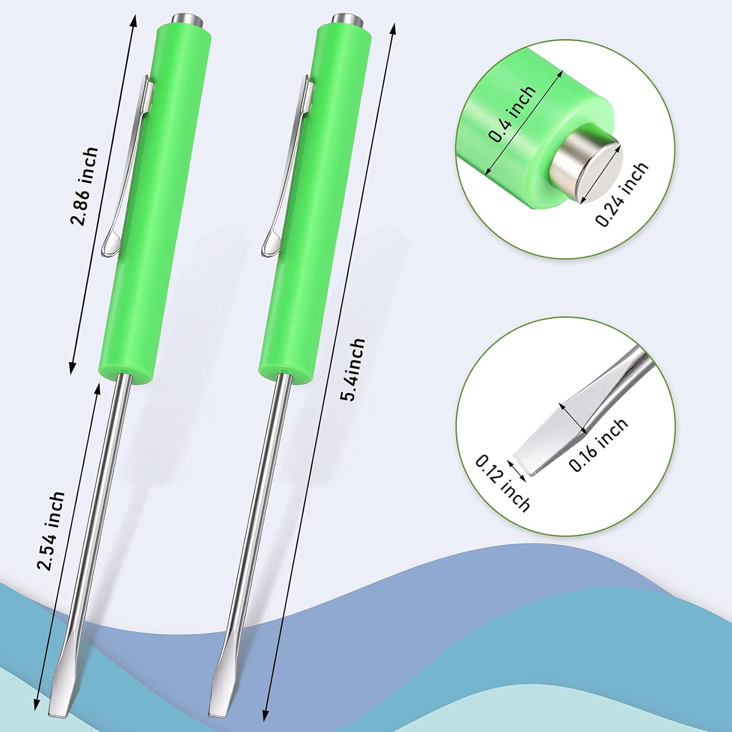 5 Pieces Magnetic Mini Pocket Screwdriver with Clip Small Flathead Head Screwdriver Tool Set for Home Office Gadgets Repair Tool Mechanics Electricians Technician(Green) - Image 2