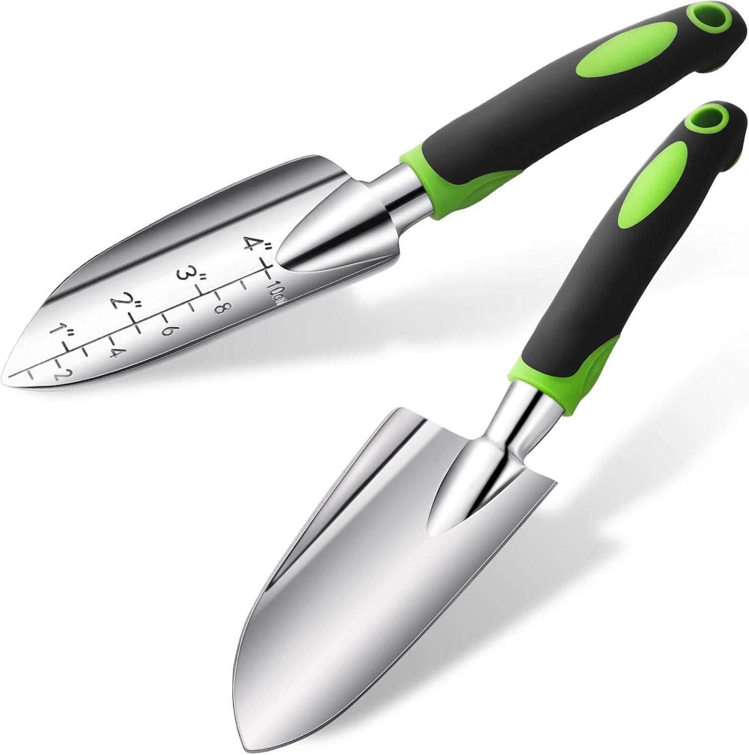 Garden Hand Trowel Transplant Trowel with Measurements Aluminum Alloy Planting Tools with Rubber Handle Small Gardening Hand Tools Shovels for Gardening Cultivating Transplanting Supplies - Image 1