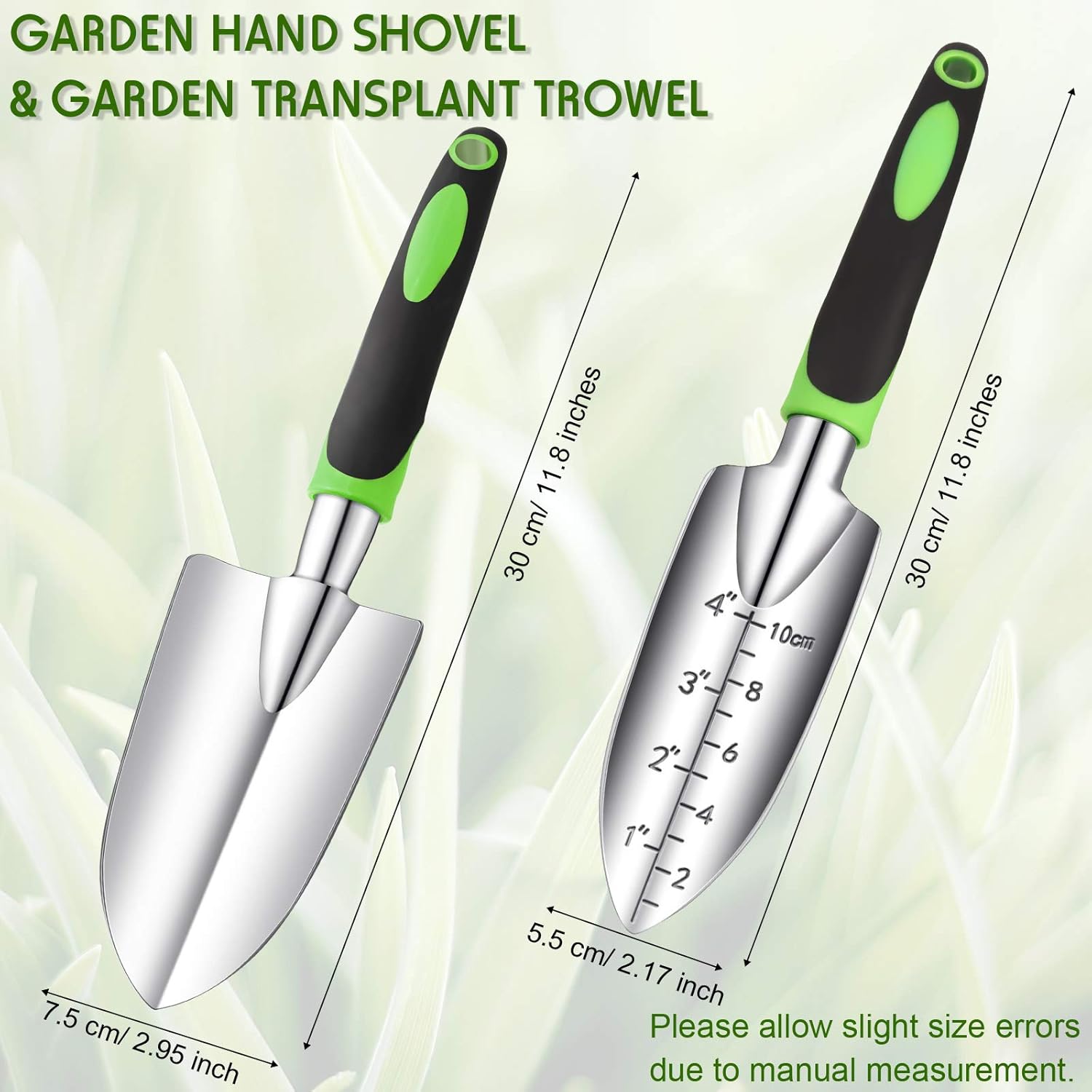 Garden Hand Trowel Transplant Trowel with Measurements Aluminum Alloy Planting Tools with Rubber Handle Small Gardening Hand Tools Shovels for Gardening Cultivating Transplanting Supplies - Image 2