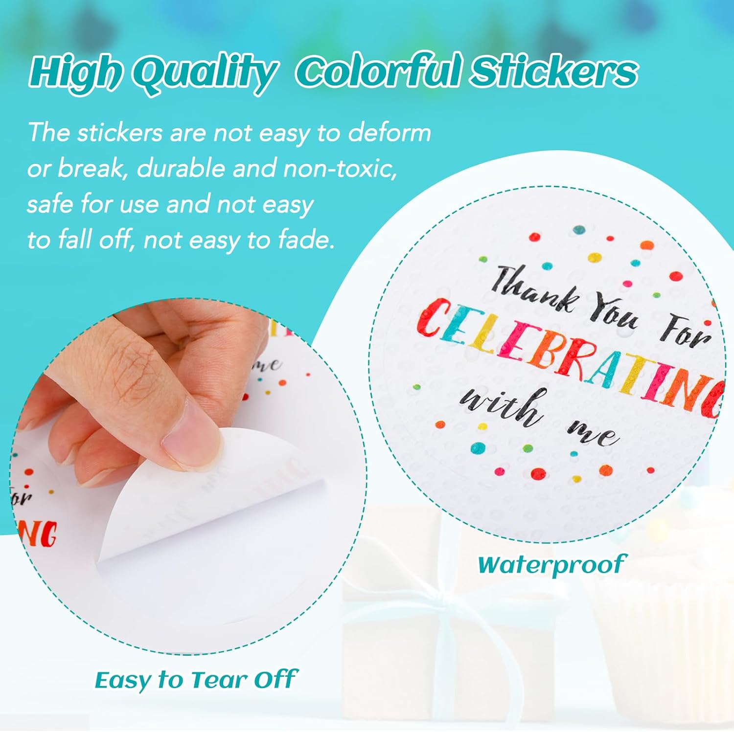 300Pcs Thank You Stickers - 2'' Thank You for Celebrating with Me Stickers Colorful Dot Thank You Birthday Party Favor Sticker Self Adhesive Thank You Seal Label Sticker for Gift Wedding Grad - Image 3