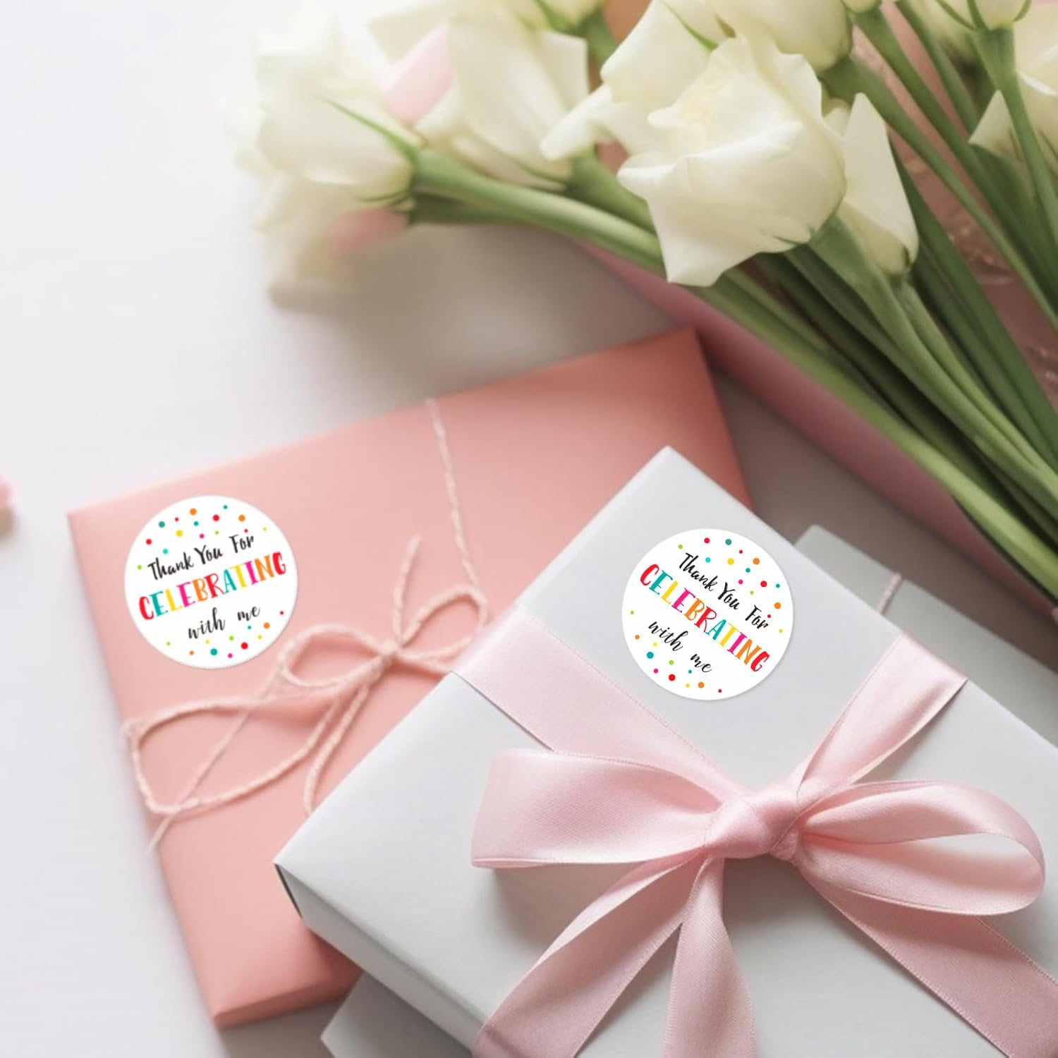 300Pcs Thank You Stickers - 2'' Thank You for Celebrating with Me Stickers Colorful Dot Thank You Birthday Party Favor Sticker Self Adhesive Thank You Seal Label Sticker for Gift Wedding Grad - Image 4