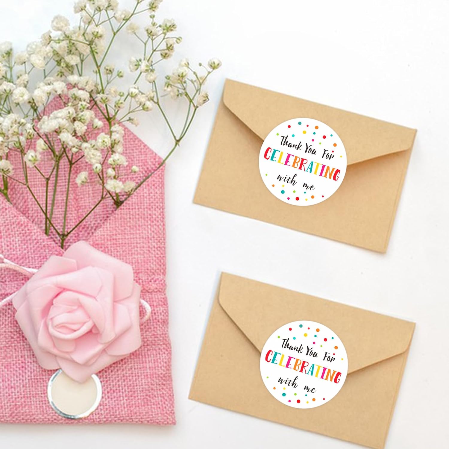 300Pcs Thank You Stickers - 2'' Thank You for Celebrating with Me Stickers Colorful Dot Thank You Birthday Party Favor Sticker Self Adhesive Thank You Seal Label Sticker for Gift Wedding Grad - Image 5