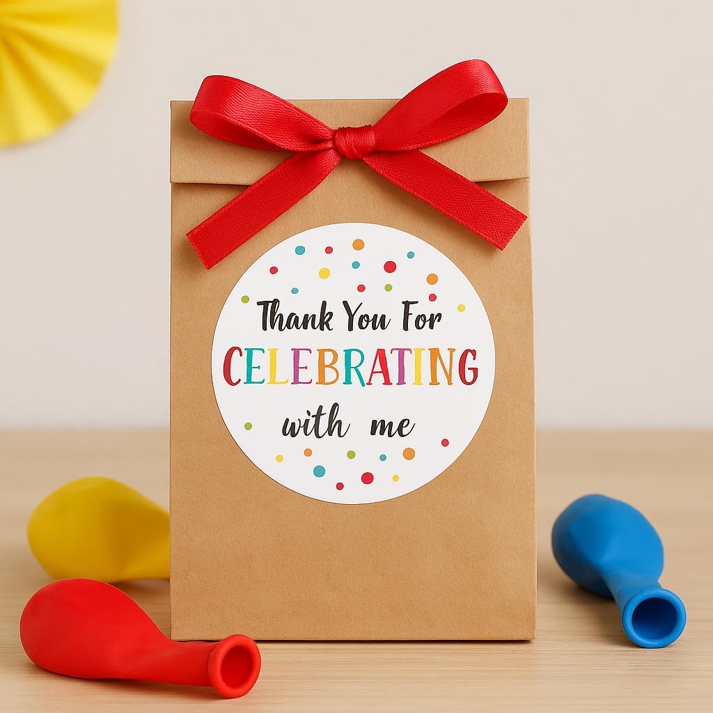 300Pcs Thank You Stickers - 2'' Thank You for Celebrating with Me Stickers Colorful Dot Thank You Birthday Party Favor Sticker Self Adhesive Thank You Seal Label Sticker for Gift Wedding Grad - Image 6