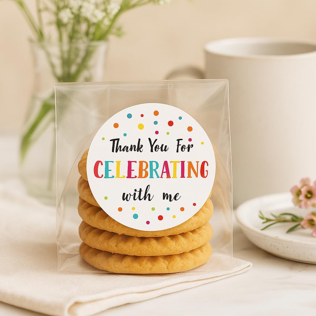 300Pcs Thank You Stickers - 2'' Thank You for Celebrating with Me Stickers Colorful Dot Thank You Birthday Party Favor Sticker Self Adhesive Thank You Seal Label Sticker for Gift Wedding Grad - Image 7