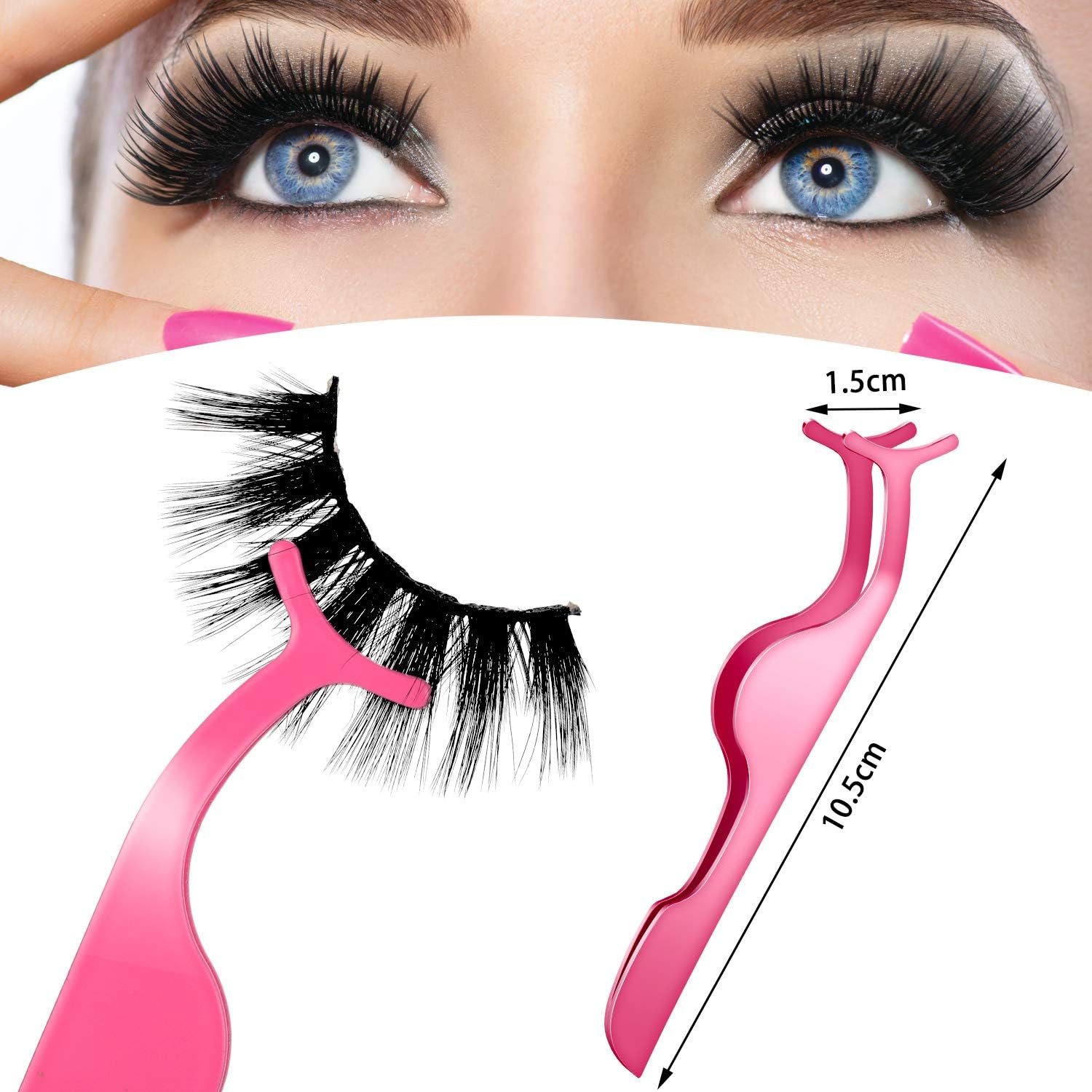 24 Pieces False Eyelashes Applicator Tool Stainless Steel Eyelash Extension Tweezers Remover Clip Tweezers Nipper Eyelash Auxiliary Clip for Women Makeup Application and Removal - Image 2
