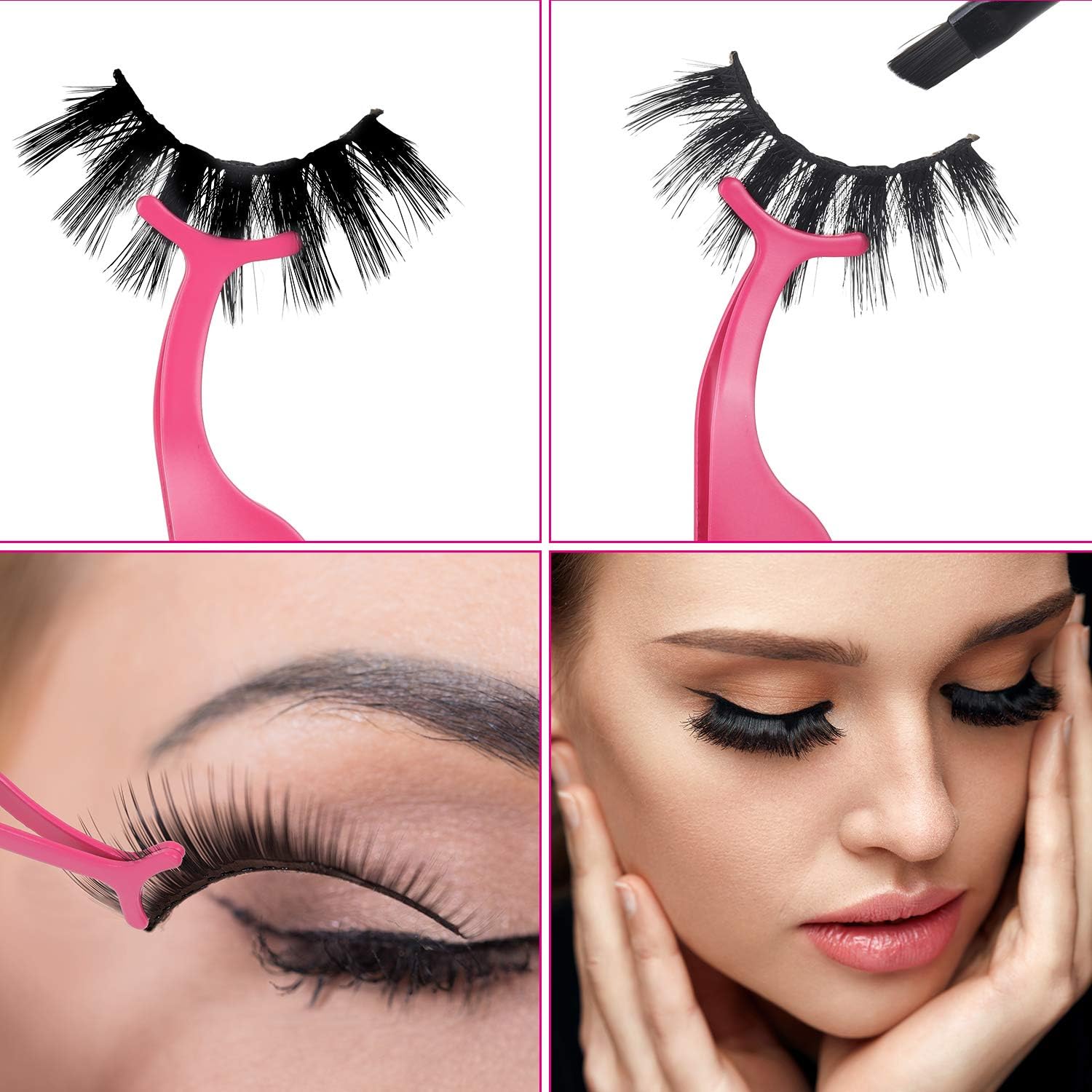24 Pieces False Eyelashes Applicator Tool Stainless Steel Eyelash Extension Tweezers Remover Clip Tweezers Nipper Eyelash Auxiliary Clip for Women Makeup Application and Removal - Image 3