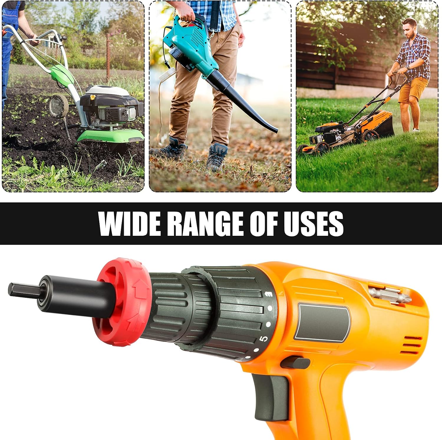 2 Pieces Electric Start Drill Bit Adapter, Engine Speed Starter Drill Bit Adapter with 2 Storage Bag for Trimmer, Garden Cultivator, Leaf Blower, Handheld Equipment - Image 3