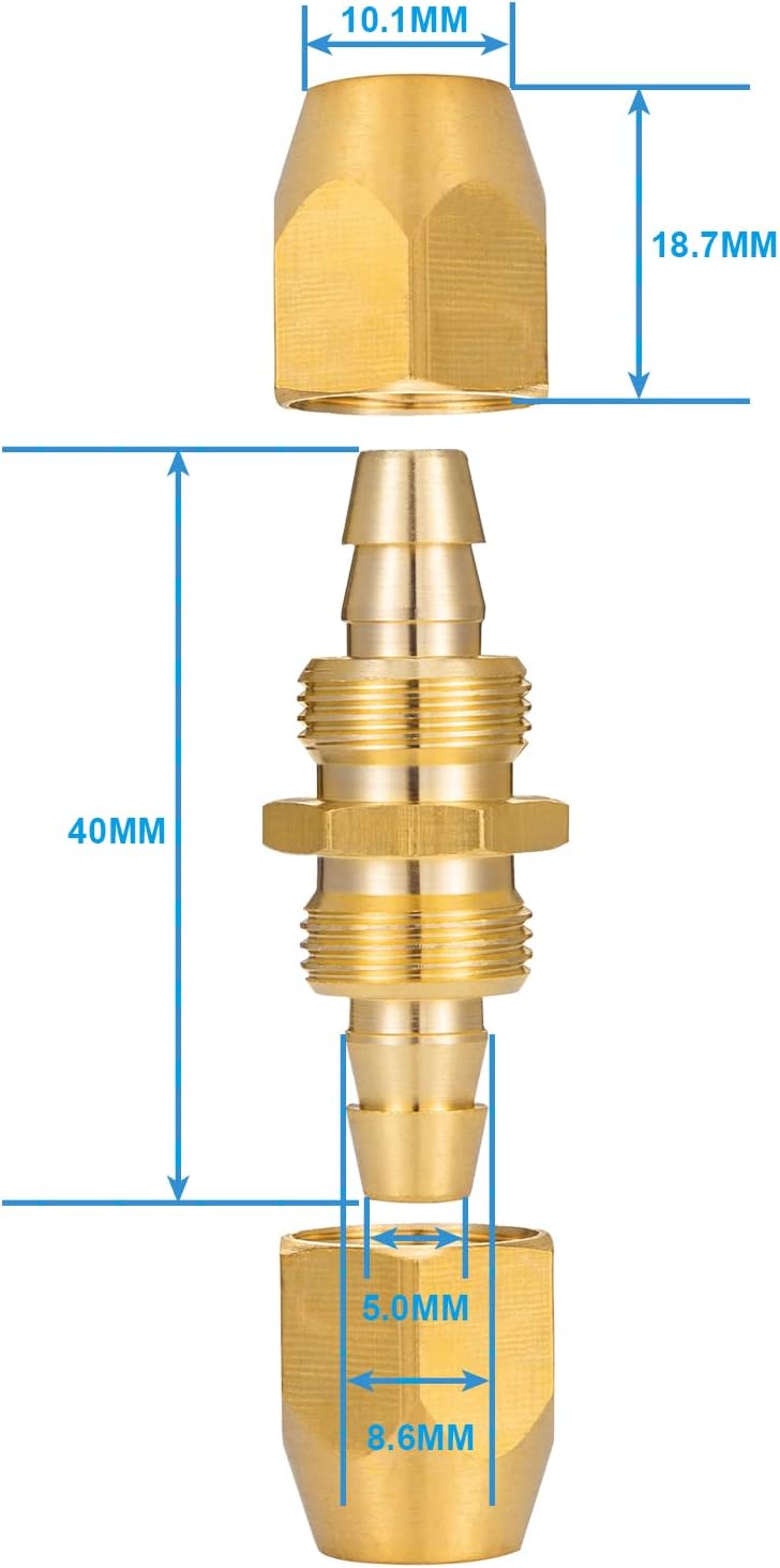 4PCS Soild Brass Air Reusable Hose Splicer For 1/4-Inch ID Hose,1/4