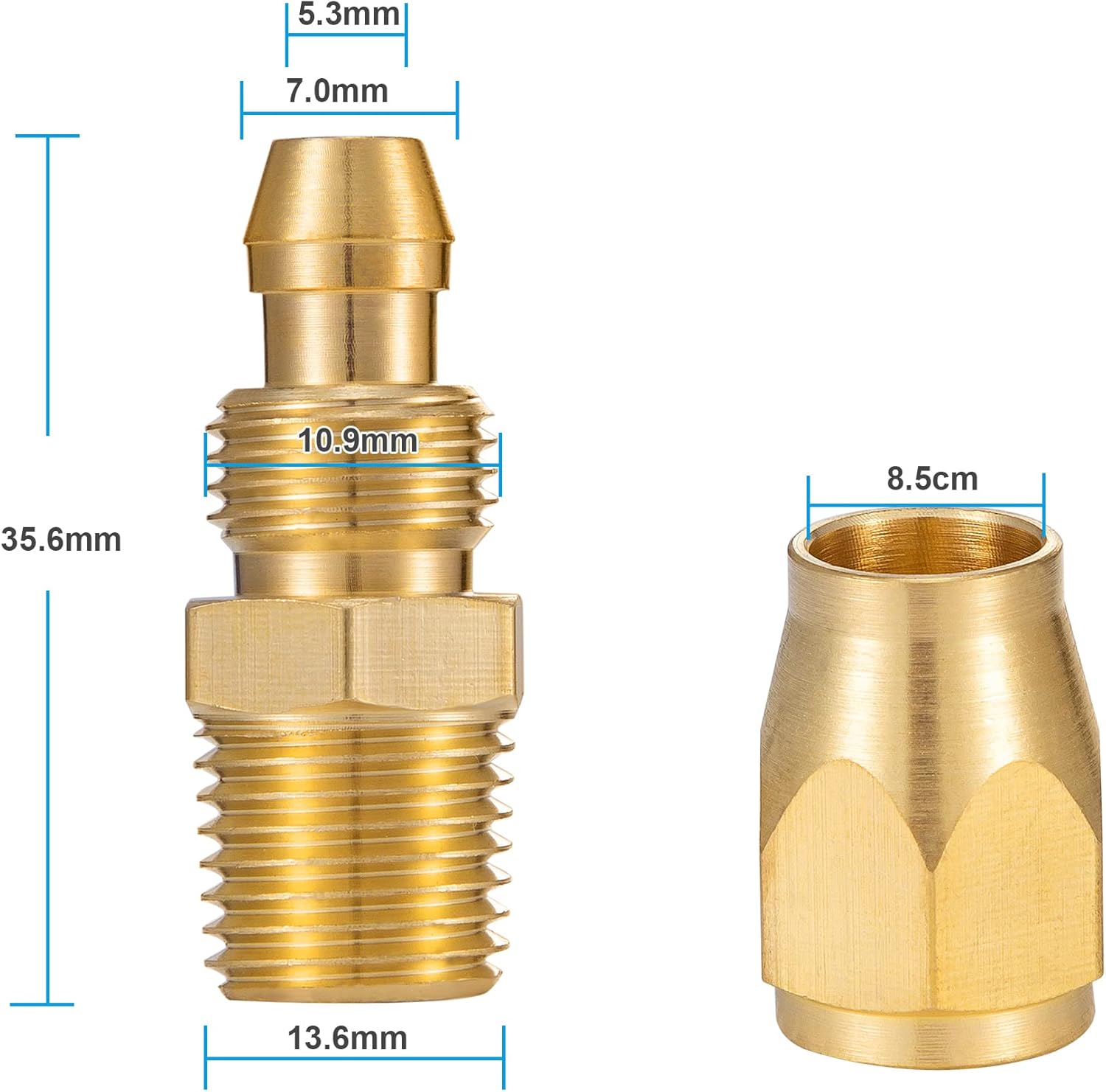 Premium Solid Brass 4PCS Reusable Replacement Fitting For 1/4-Inch ID Hose,1/4-Inch NPT Rigid - Image 2