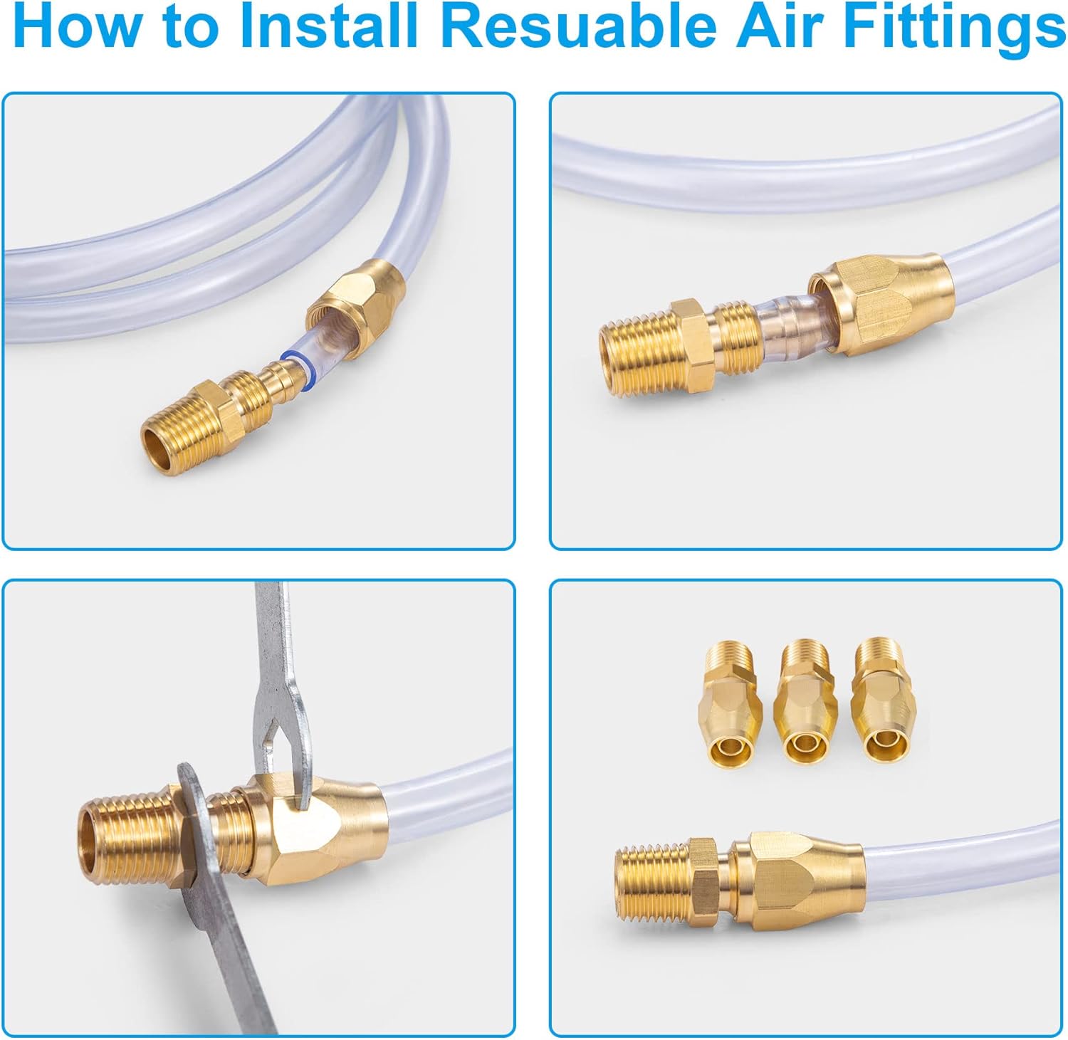 Premium Solid Brass 4PCS Reusable Replacement Fitting For 1/4-Inch ID Hose,1/4-Inch NPT Rigid - Image 7