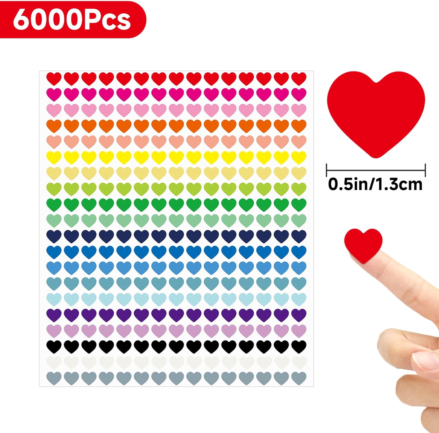 6000Pcs Heart Stickers - 1/2Inch Tiny Mini Small Heart Shape Sticker for Teen Adult Happy Valentines Day Hearts Stickers Self Adhesive Love Sticker for Envelope Seal Card Crafts Gift Packaging - Image 2