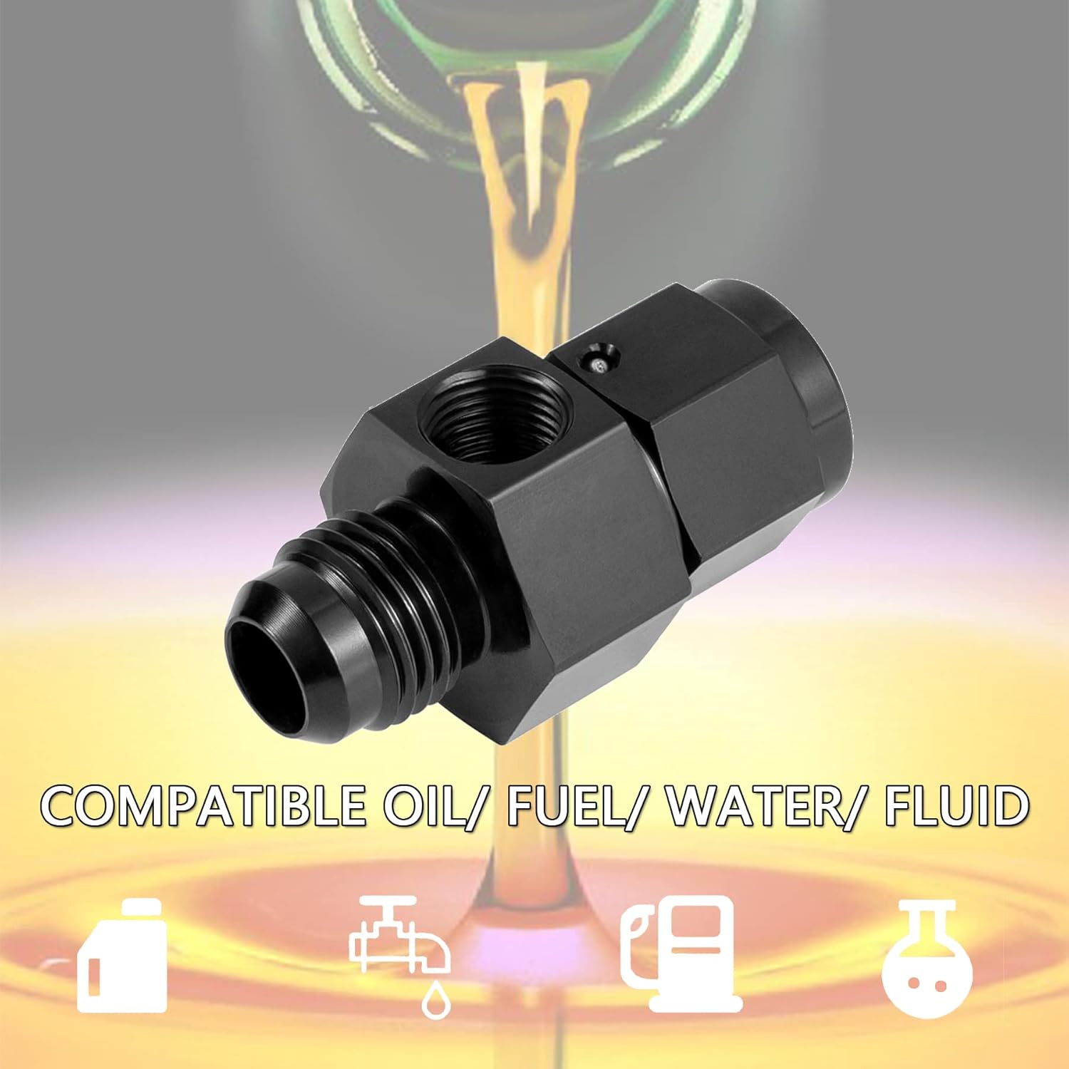 6AN Male Flare to -6 Female Swivel with 1/8 NPT Gauge Port Fuel Pressure Take Off Fitting Adapter Aluminum - Image 4