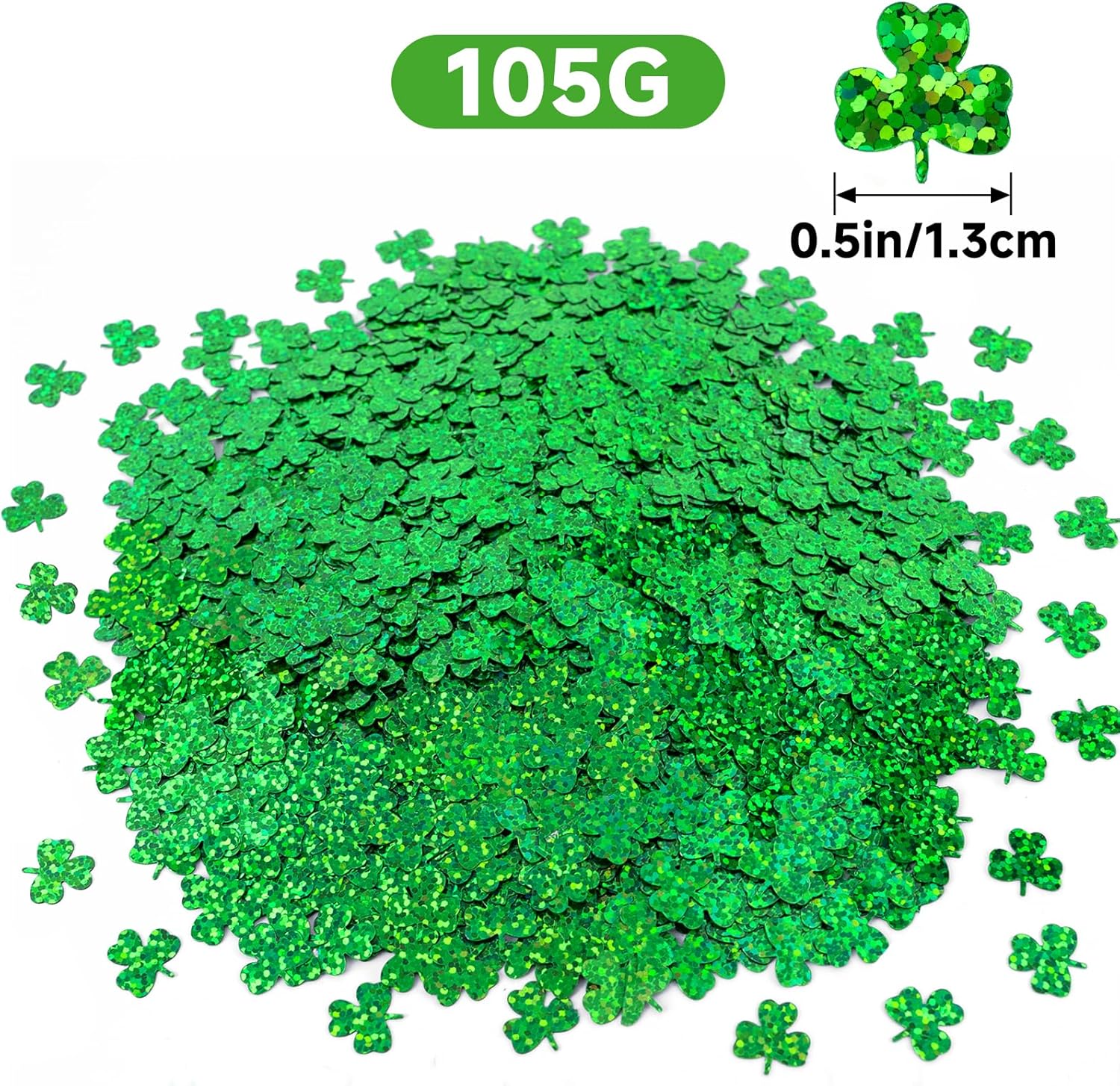 St.Patrick's Day Confetti - 3000Pcs Glitter Green Shamrock Confetti St.Patrick's Day Party Favor Decoration Lucky Clover Irish Table Scatter Confetto for Sanit Patricks Day Decor(105G) - Image 2