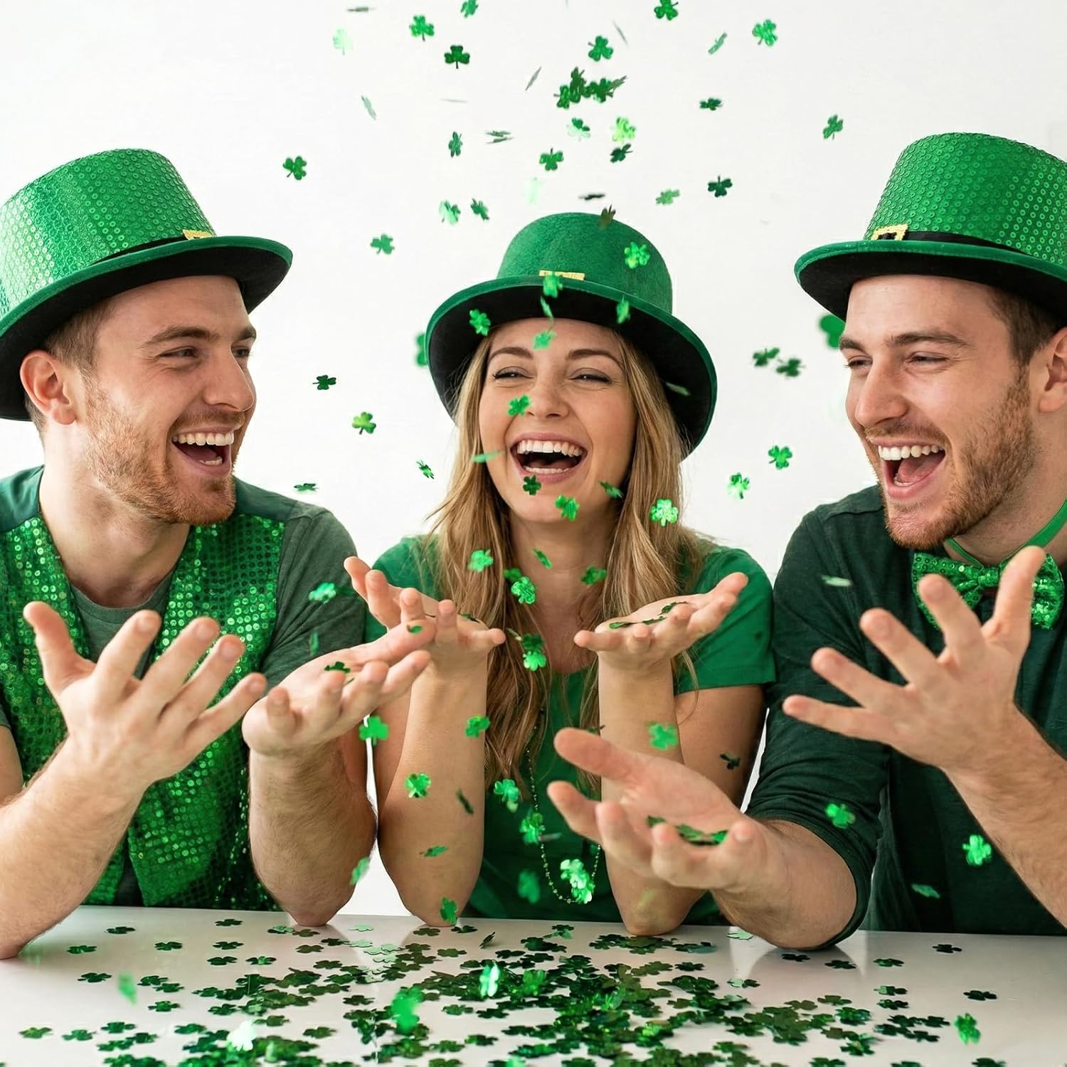 St.Patrick's Day Confetti - 3000Pcs Glitter Green Shamrock Confetti St.Patrick's Day Party Favor Decoration Lucky Clover Irish Table Scatter Confetto for Sanit Patricks Day Decor(105G) - Image 5
