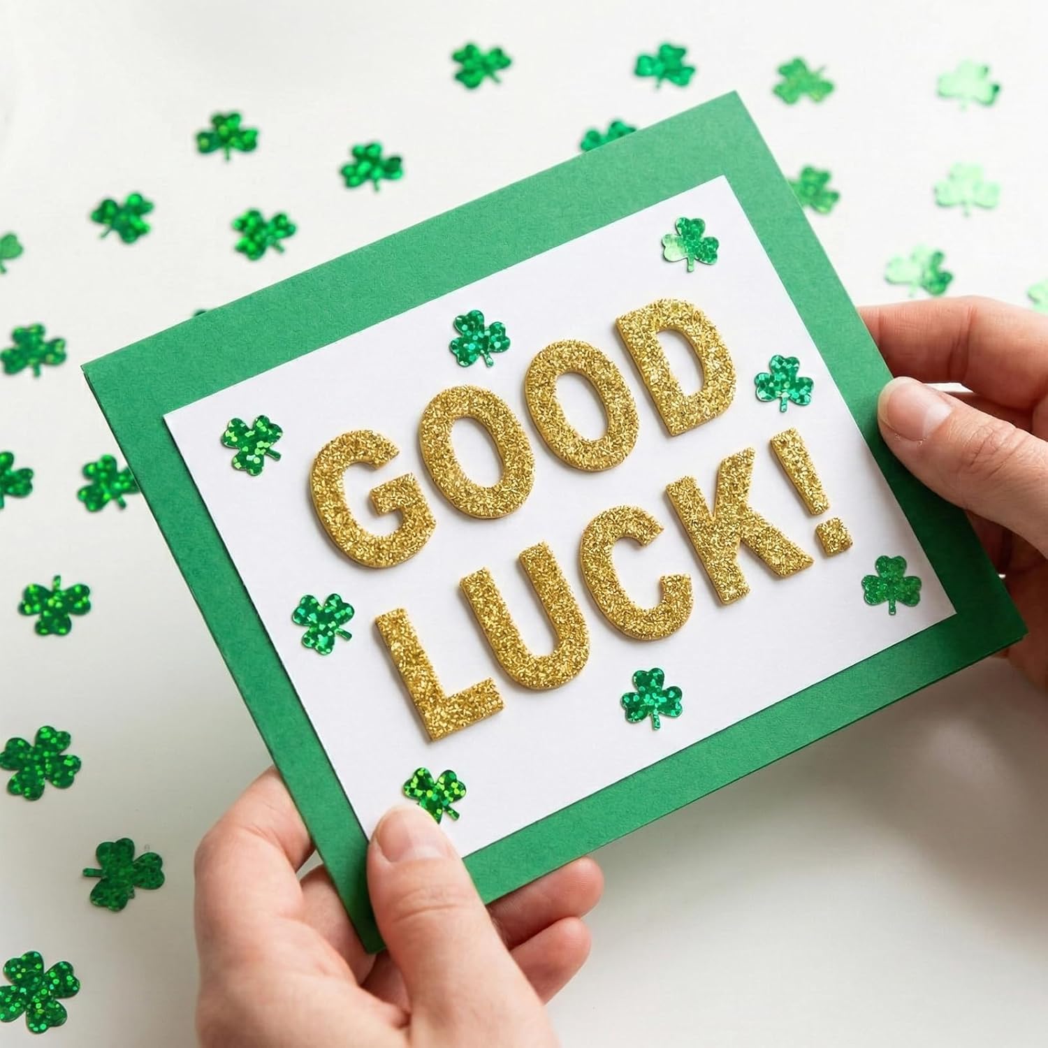 St.Patrick's Day Confetti - 3000Pcs Glitter Green Shamrock Confetti St.Patrick's Day Party Favor Decoration Lucky Clover Irish Table Scatter Confetto for Sanit Patricks Day Decor(105G) - Image 7