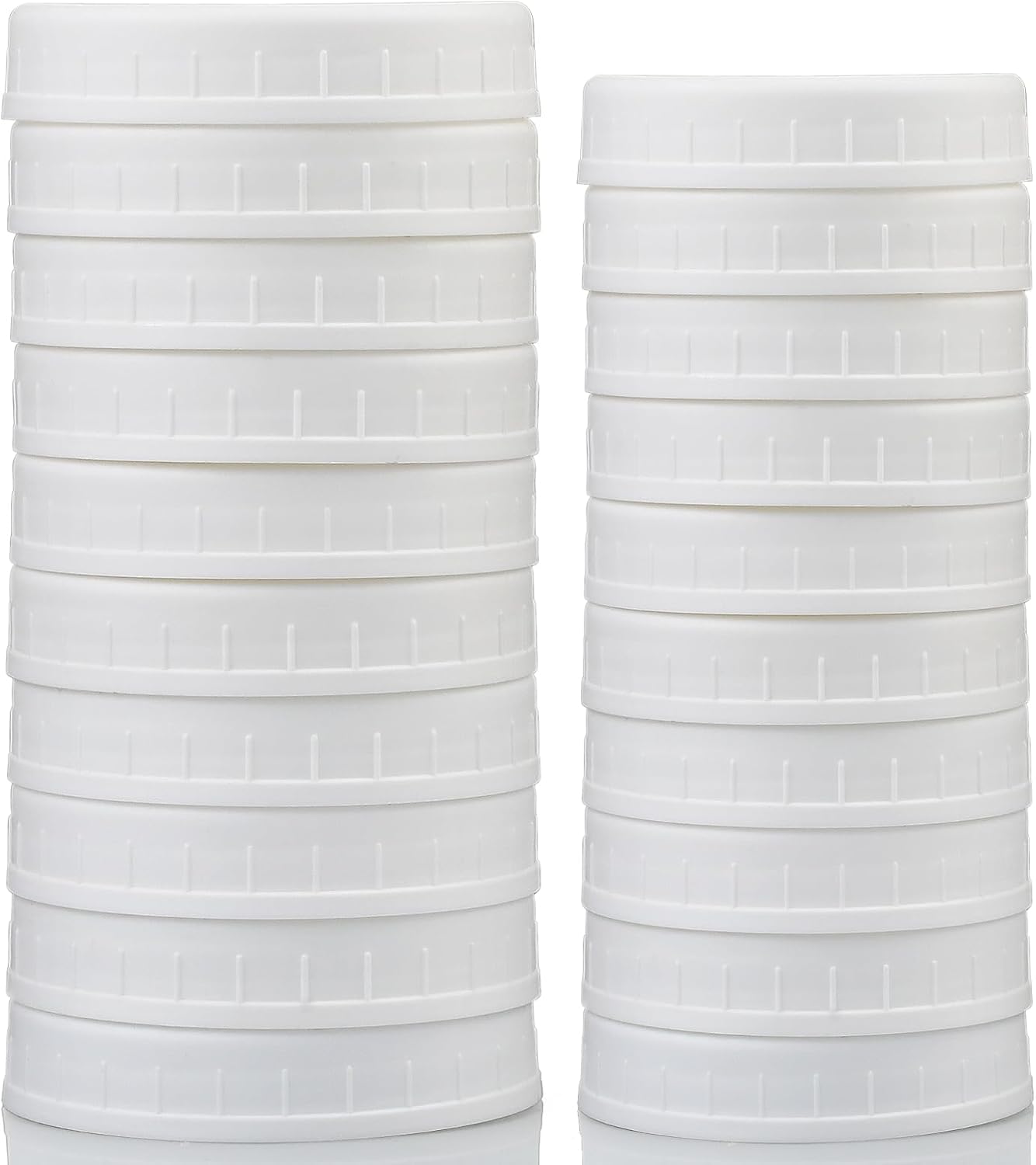 10 WIDE Mouth & 10 REGULAR Mouth Mason Jar Lids - 20 Pack Food Grade Plastic Mason Jar Caps for Ball, Kerr and More Canning Jars - Leakproof & Dishwasher Safe - White - Image 8