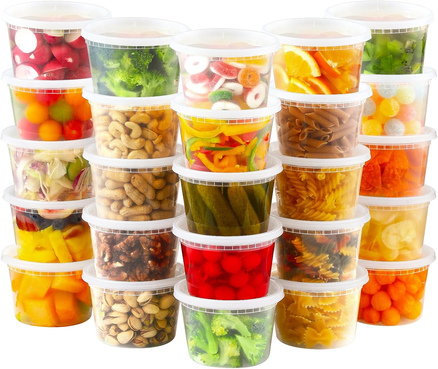 24 Sets 16 oz Plastic Deli Food Containers With Lids, Airtight Food Storage Containers, Freezer/Dishwasher/Microwave Safe, Soup Containers For Takeout Meal Prep Storage - Image 1