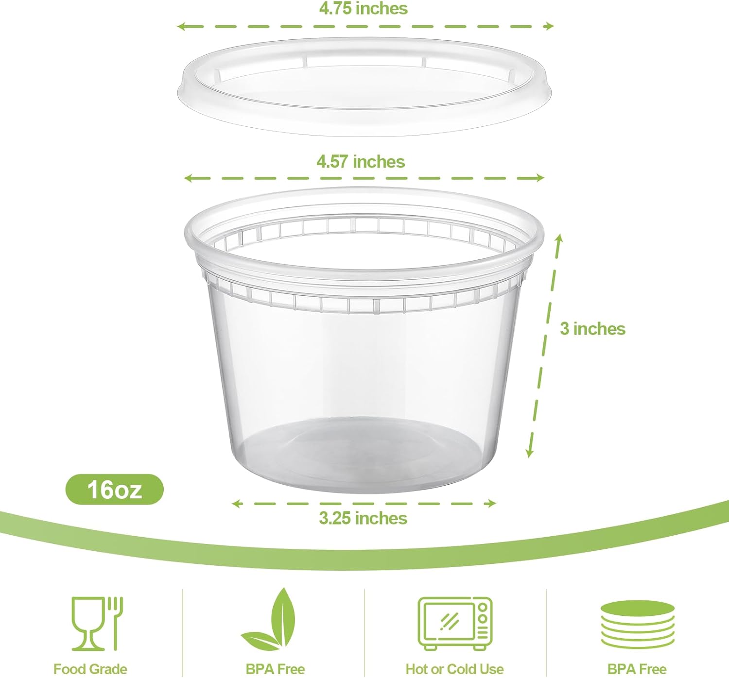 24 Sets 16 oz Plastic Deli Food Containers With Lids, Airtight Food Storage Containers, Freezer/Dishwasher/Microwave Safe, Soup Containers For Takeout Meal Prep Storage - Image 2