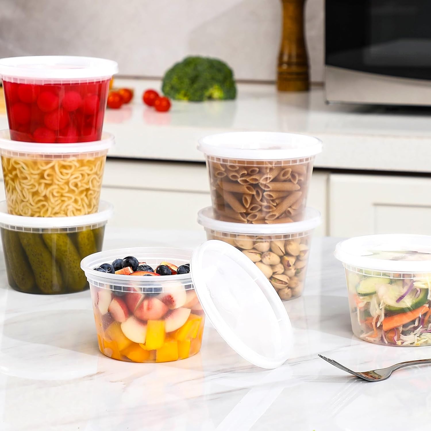 24 Sets 16 oz Plastic Deli Food Containers With Lids, Airtight Food Storage Containers, Freezer/Dishwasher/Microwave Safe, Soup Containers For Takeout Meal Prep Storage - Image 4