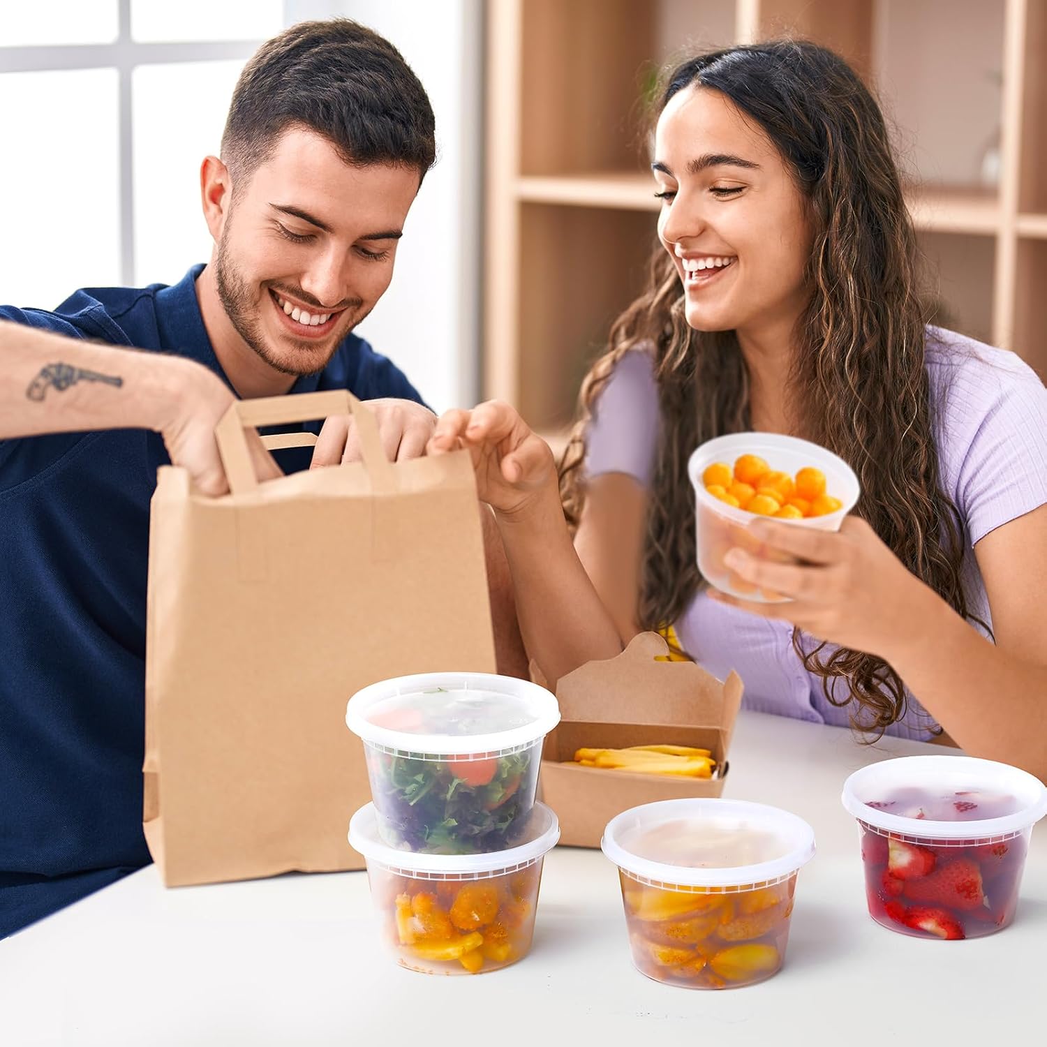 24 Sets 16 oz Plastic Deli Food Containers With Lids, Airtight Food Storage Containers, Freezer/Dishwasher/Microwave Safe, Soup Containers For Takeout Meal Prep Storage - Image 6