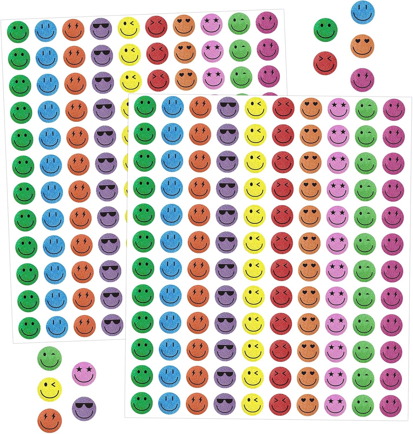6000Pcs Smiley Face Stickers - 3/8'' Holographic Happy Face Stickers Cute Reward Sticker for Kids Classroom Self Adhesive Positive Incentive Sticker for Teacher Calendar One Happy Dude Birthday - Image 1