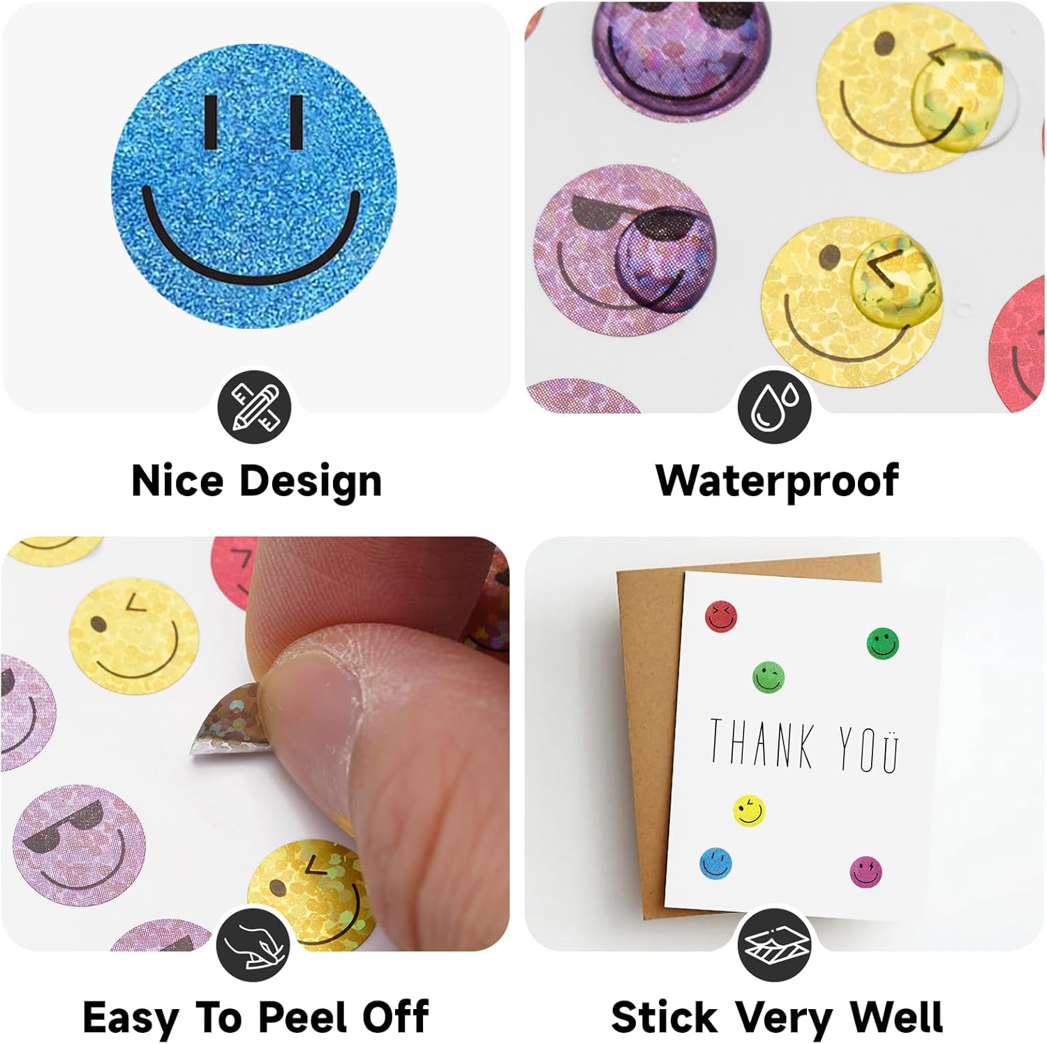 6000Pcs Smiley Face Stickers - 3/8'' Holographic Happy Face Stickers Cute Reward Sticker for Kids Classroom Self Adhesive Positive Incentive Sticker for Teacher Calendar One Happy Dude Birthday - Image 3