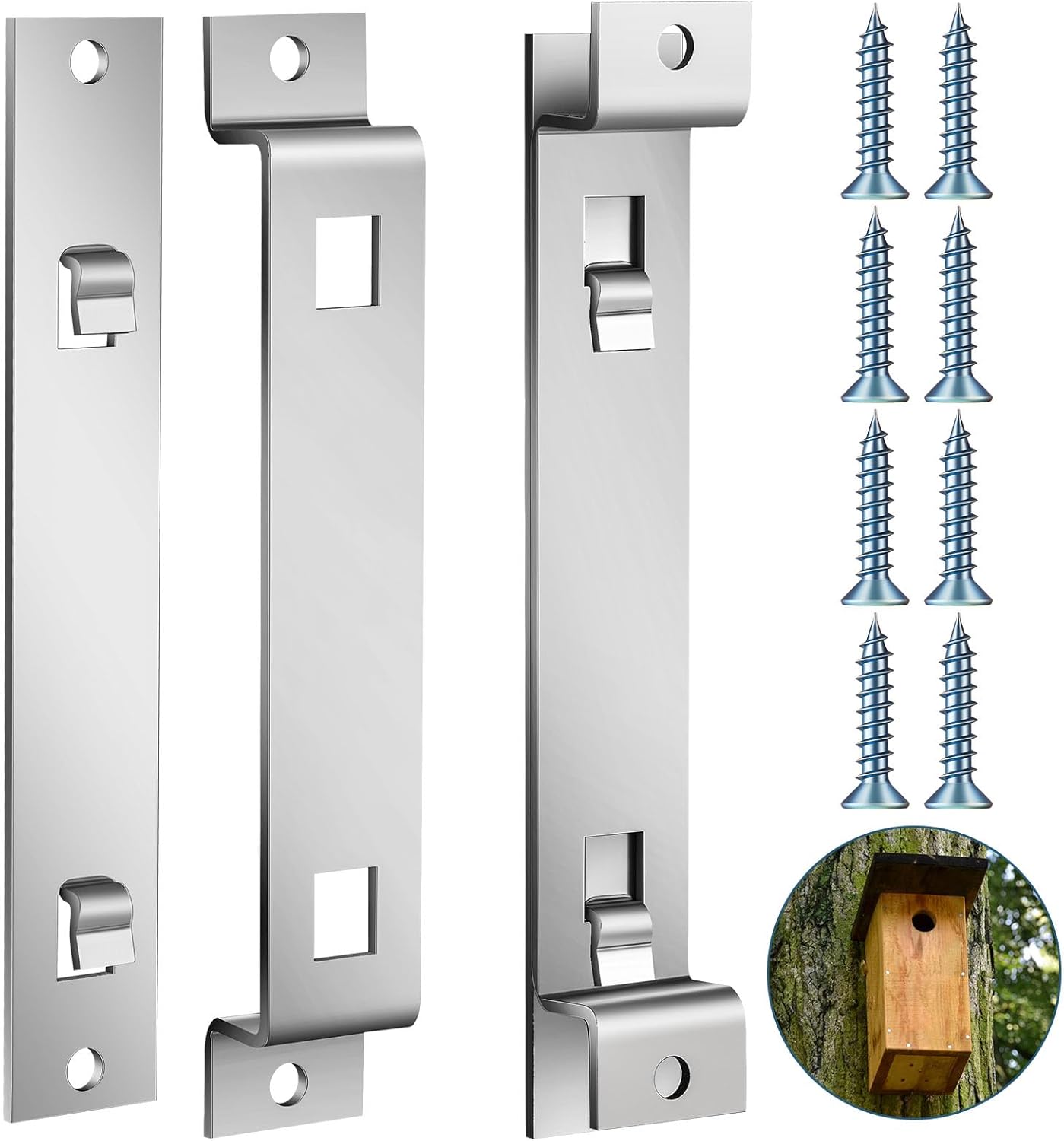 2 Sets Bird House Hanger Bracket Stable Rust Proof Galvanized Steel Mounting Bracket for Securing Bird Houses Nesting Boxes Feeders, Quickly Remove for Cleaning (Silver) - Image 1