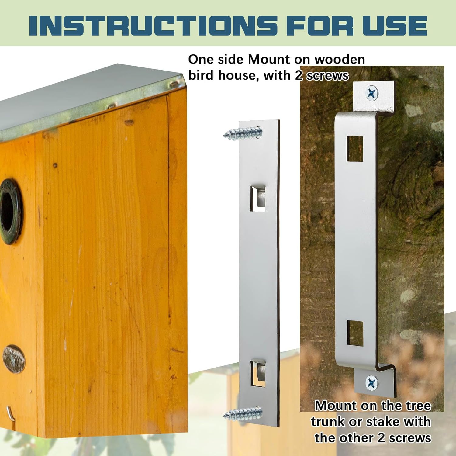 2 Sets Bird House Hanger Bracket Stable Rust Proof Galvanized Steel Mounting Bracket for Securing Bird Houses Nesting Boxes Feeders, Quickly Remove for Cleaning (Silver) - Image 3
