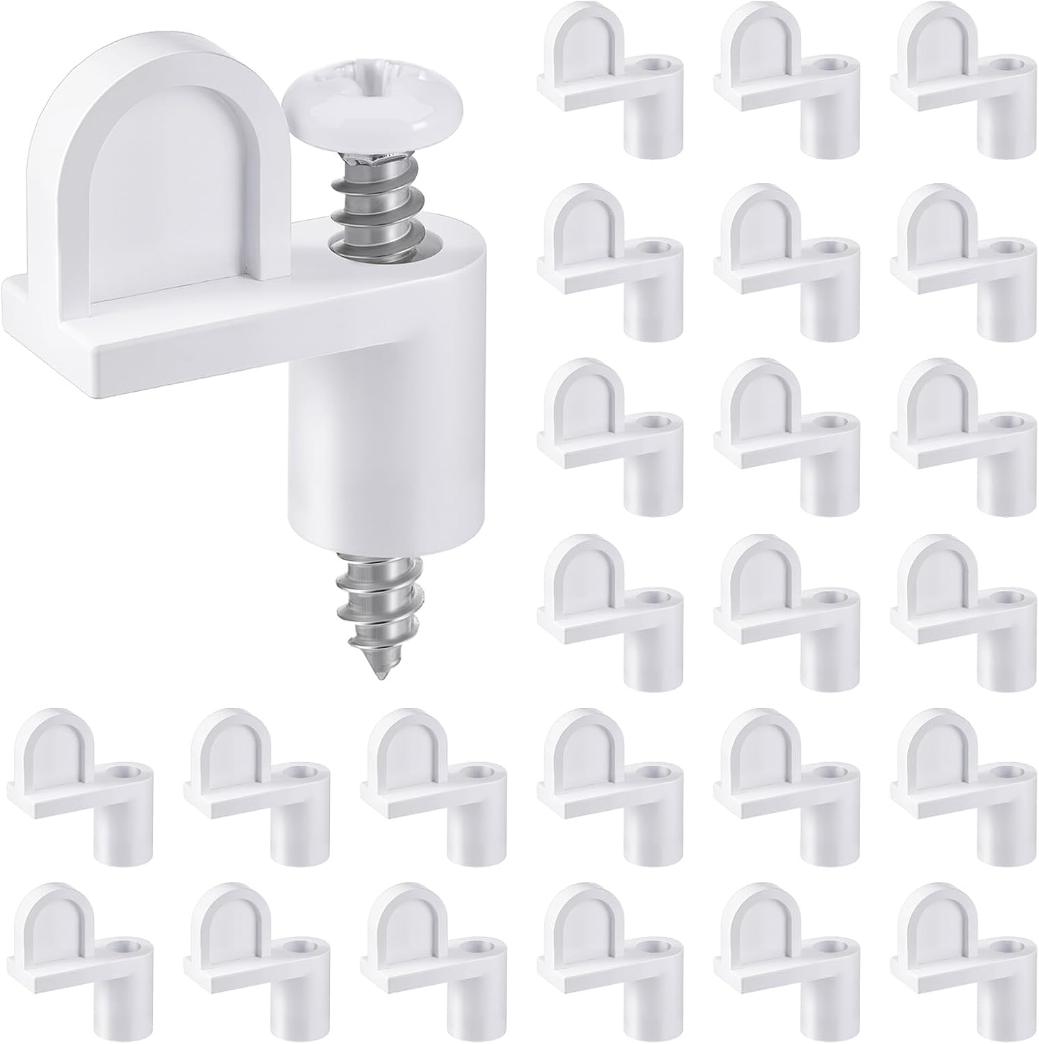 24 Pack 3/8 in Nylon Window Screen Clip with Screws Offset Clips for Fastens Storm Window, Storm Panels, Screen Door Clips (White) - Image 1