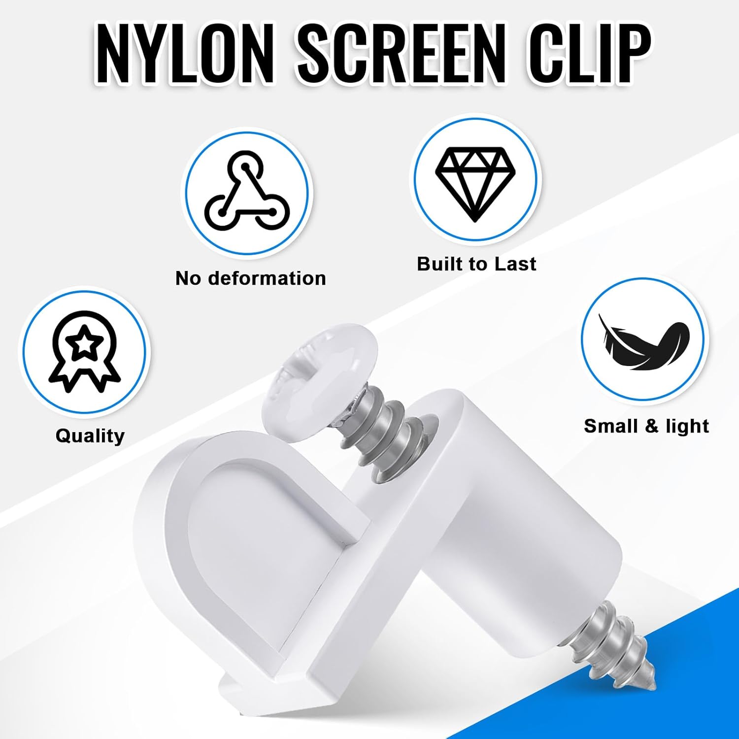 24 Pack 3/8 in Nylon Window Screen Clip with Screws Offset Clips for Fastens Storm Window, Storm Panels, Screen Door Clips (White) - Image 3