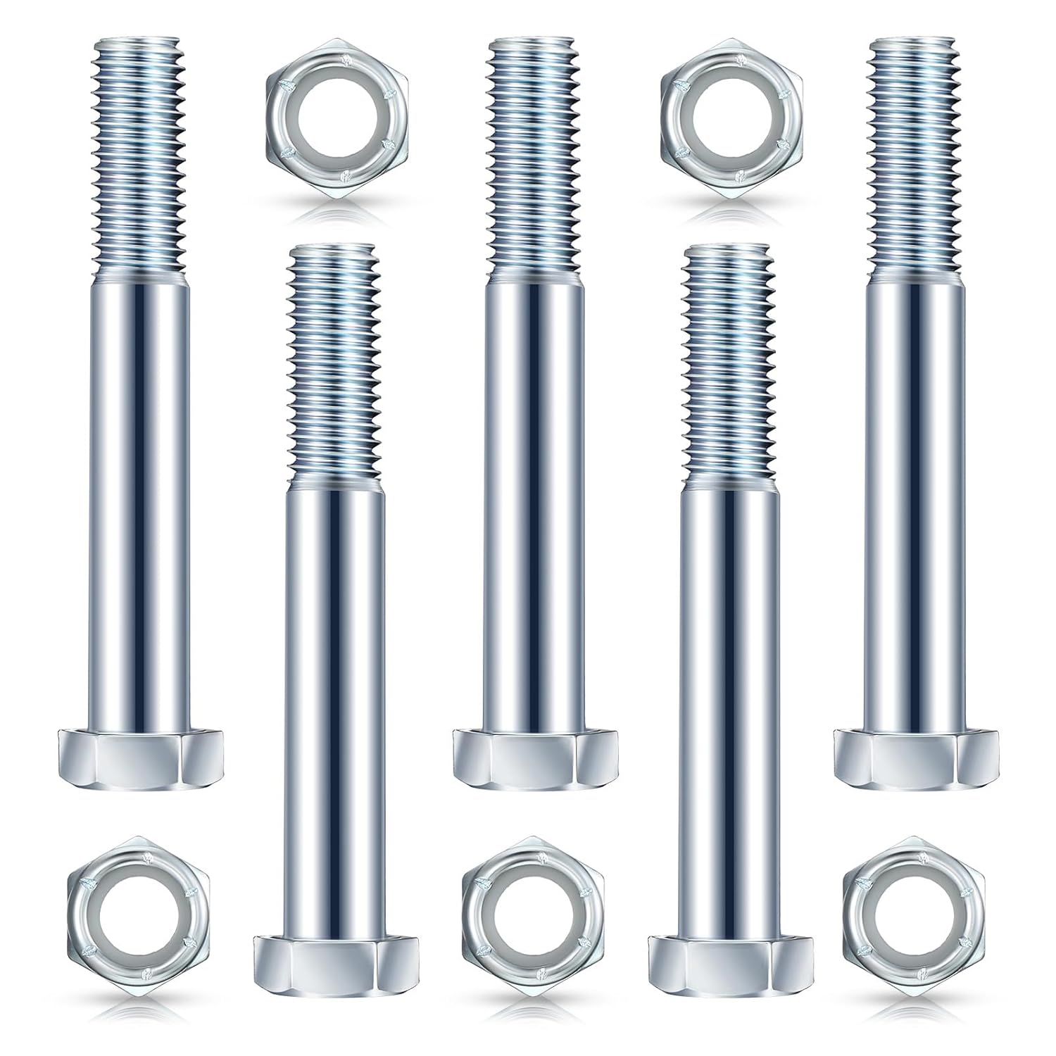 5 Pack Grade 2 Shear Bolts for Rotary Cutters Bolts and Lock Nuts Kit 1/2